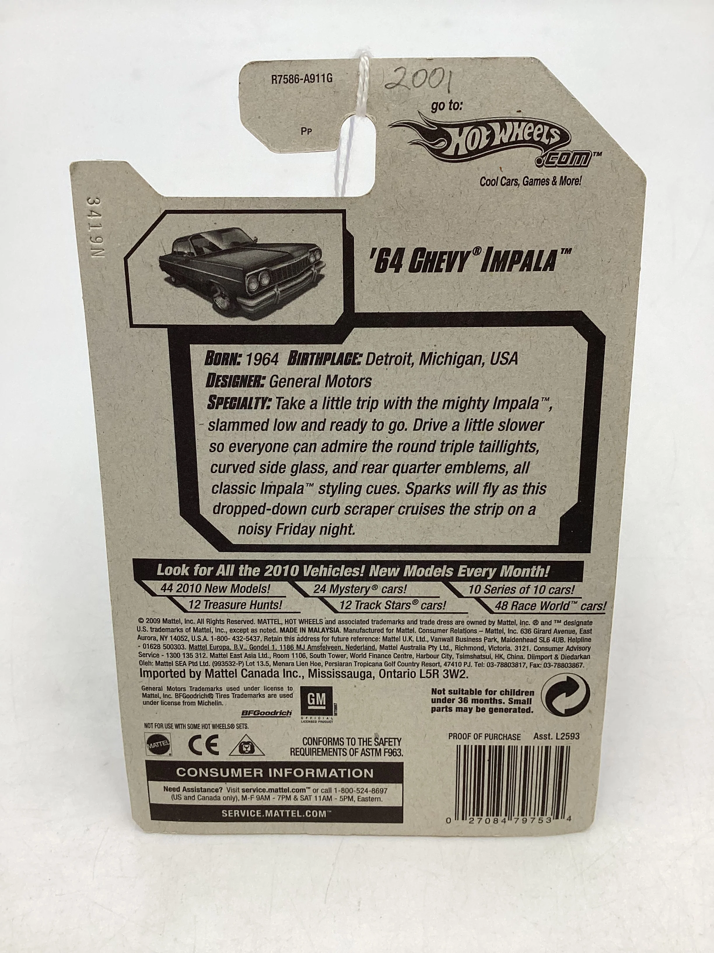 2010 Hot Wheels #161 64 Chevy Impala Red Walmart Exclusives 234B - Image 7