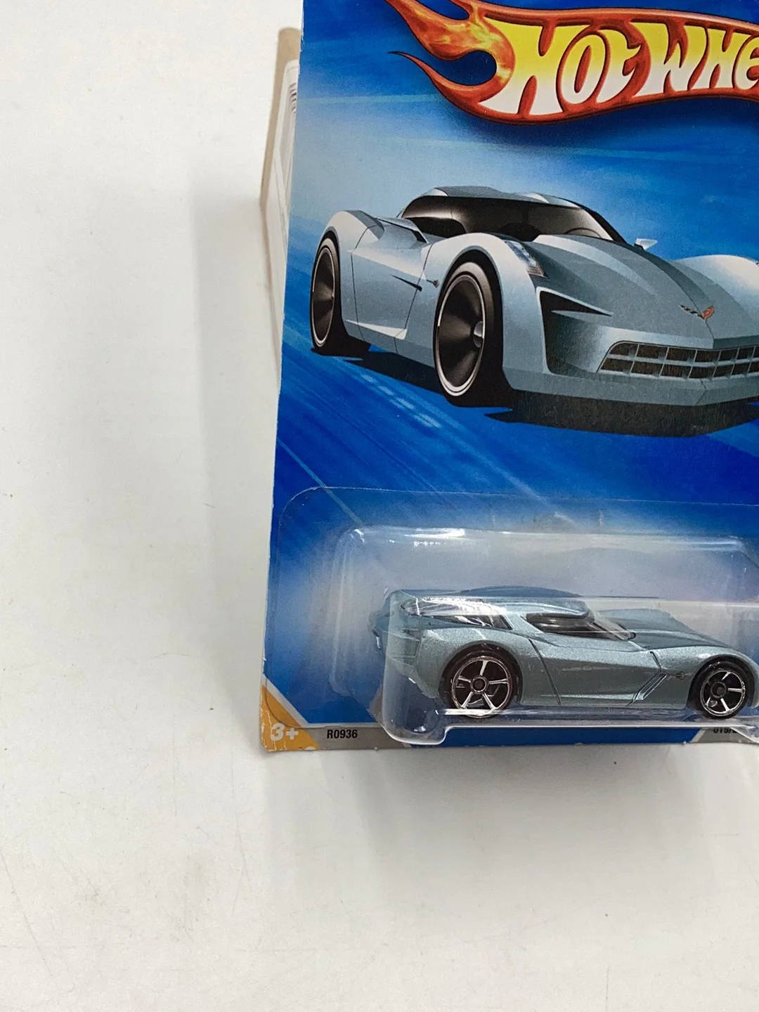 2010 Hot Wheels #19 09 Corvette stingray concept Silver Blue Metallic 18F - Image 3