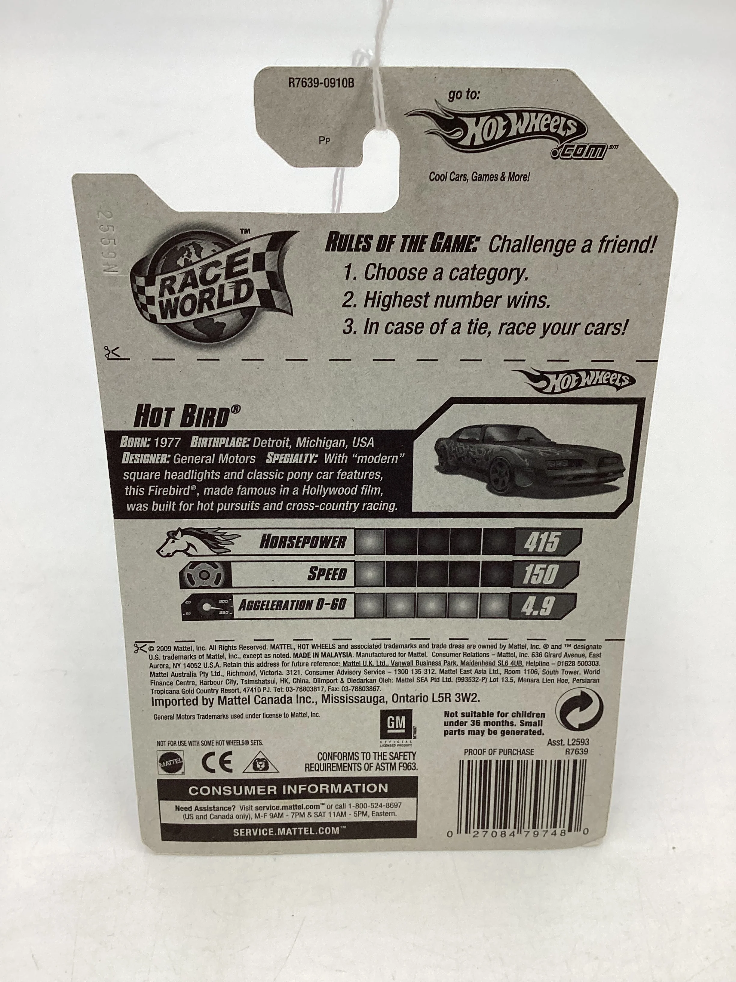 2010 Hot Wheels #210 Blue Hot Bird 45D - Image 7