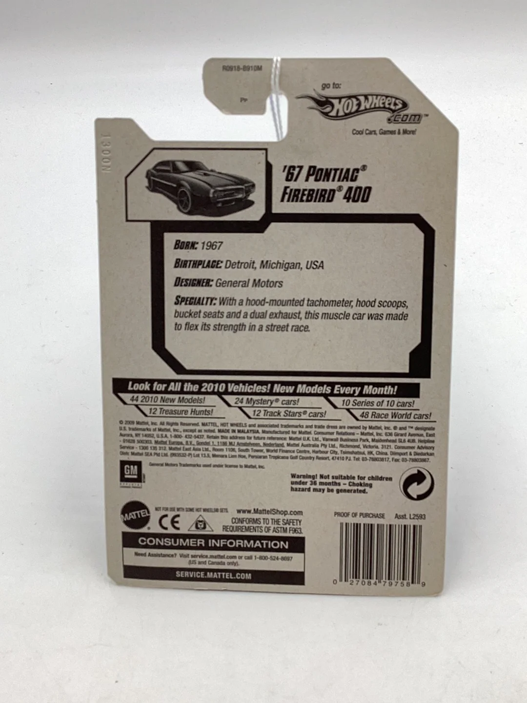 2010 Hot Wheels #3 67 Pontiac Firebird 400 blue 58G - Image 7