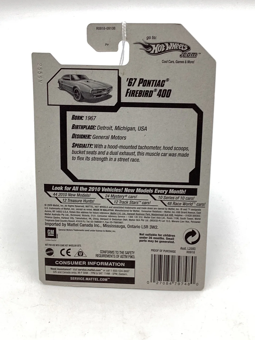 2010 Hot Wheels #3 67 Pontiac Firebird 400 green 58F - Image 7