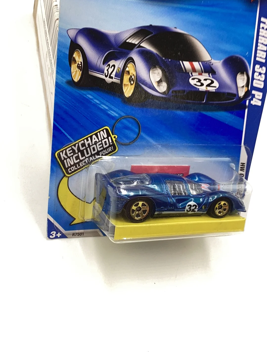 2010 Hot Wheels #76 Ferrari 330 P4 walmart exlusive with bone shaker key chain with protector - Image 4