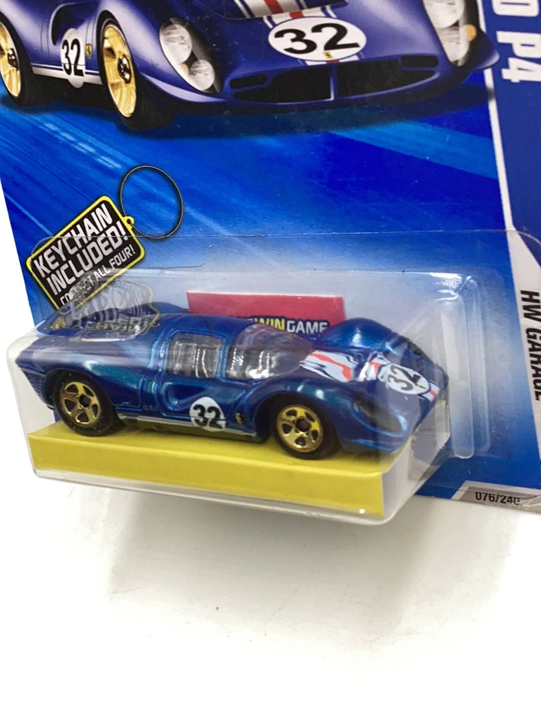 2010 Hot Wheels #76 Ferrari 330 P4 walmart exlusive with bone shaker key chain with protector - Image 5