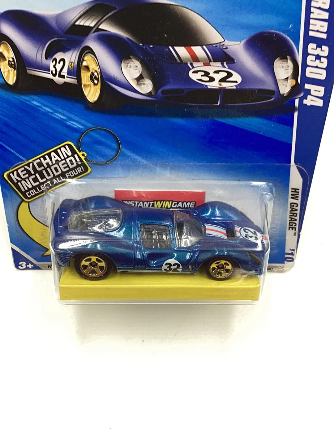 2010 Hot Wheels #76 Ferrari 330 P4 walmart exlusive with bone shaker key chain with protector - Image 6