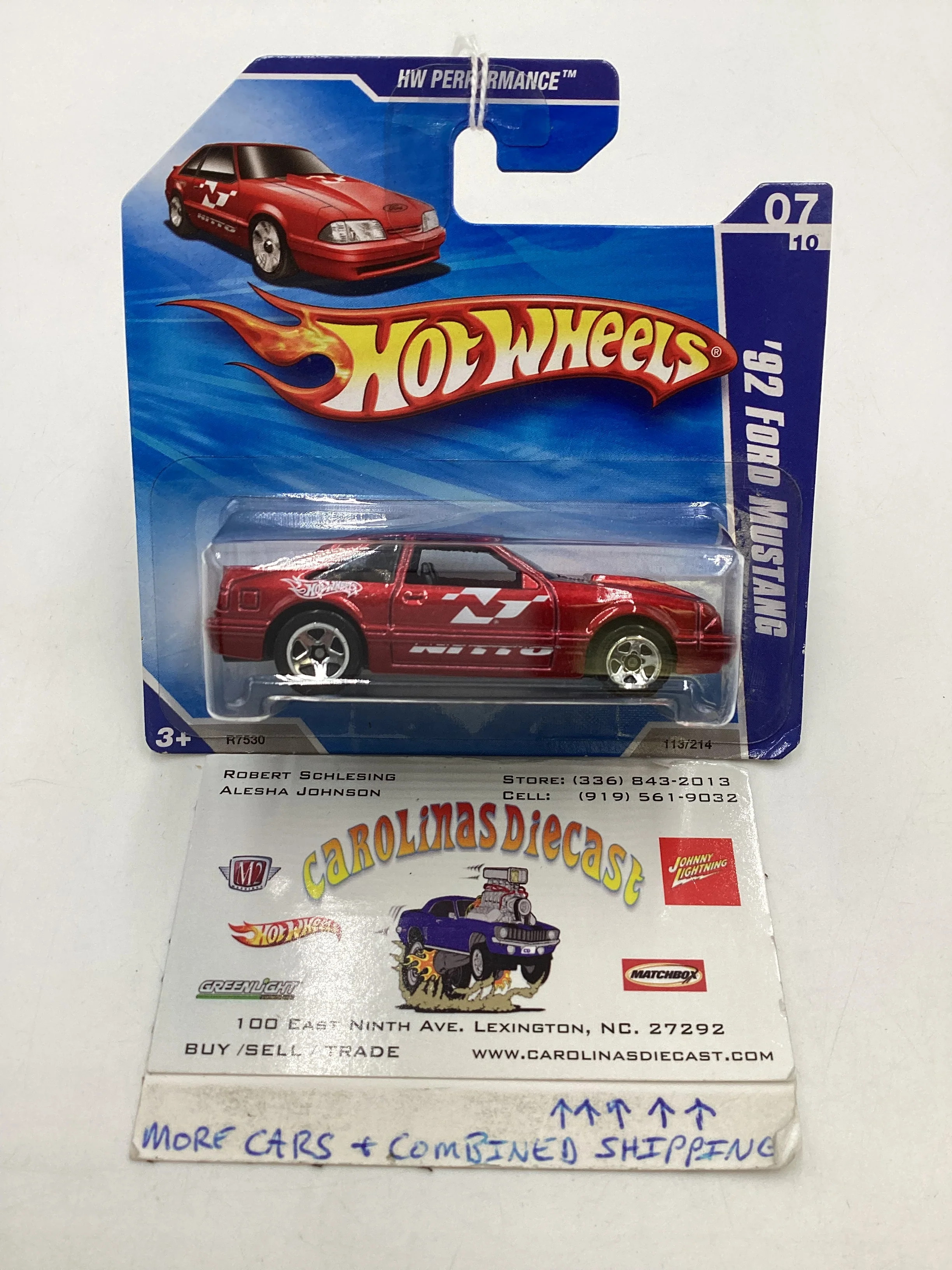 2010 Hot Wheels 92 Ford Mustang #113 Short Card