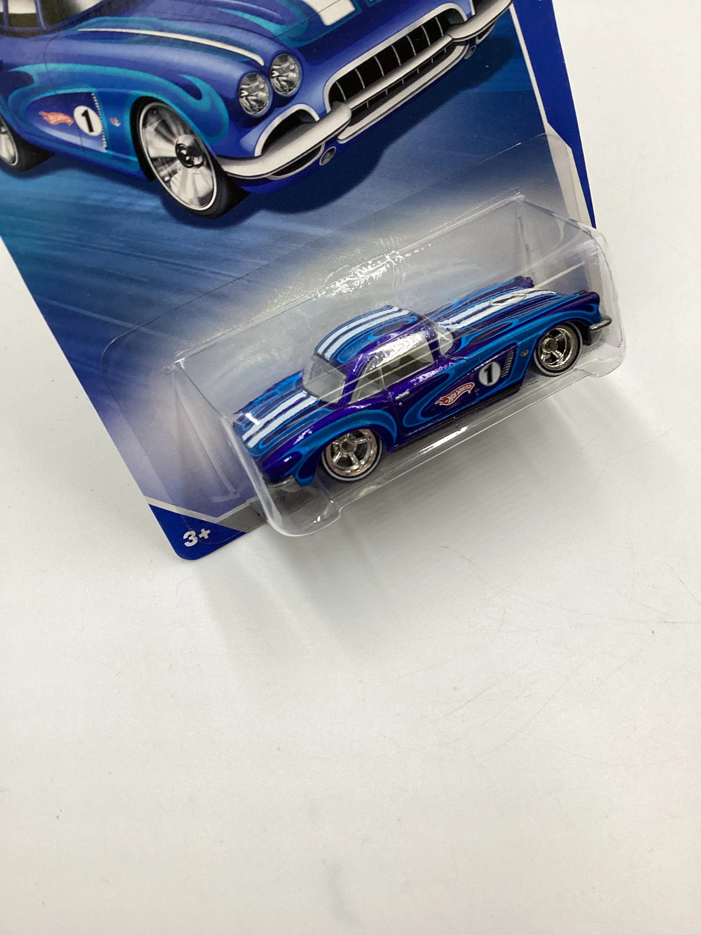 2010 Hot Wheels Collectors Edition #1 62 Corvette Blue with protector - Image 5