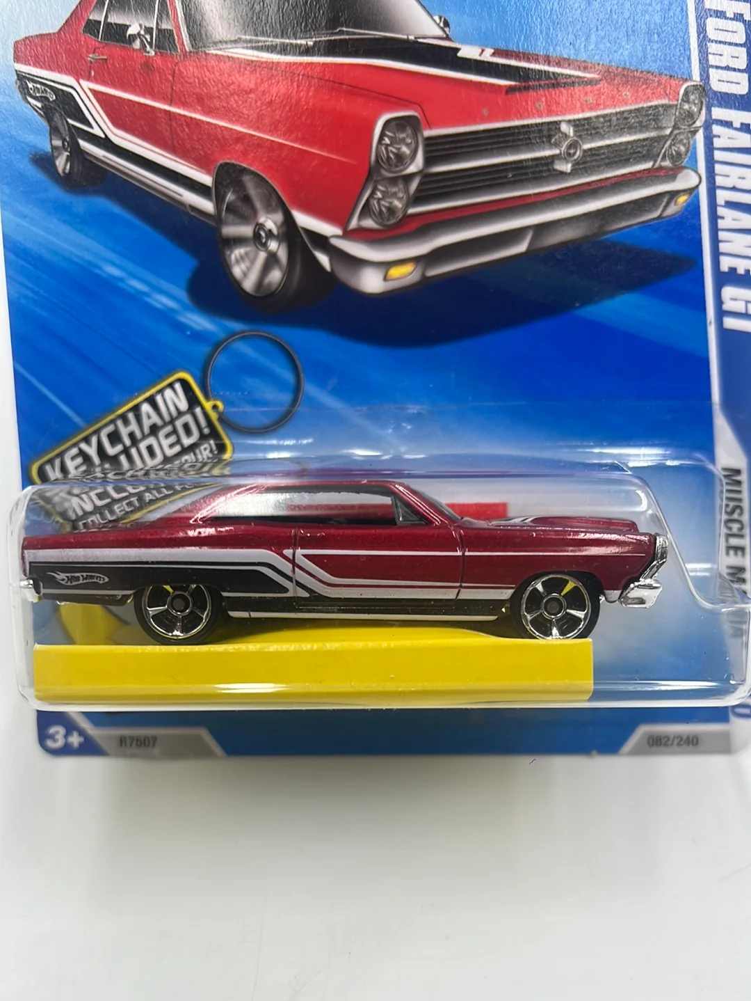 2010 Hot Wheels Muscle Mania ‘66 Ford Fairlane GT Red Walmart Exclusive Deora 2 Keychain 82/240 235E - Image 3