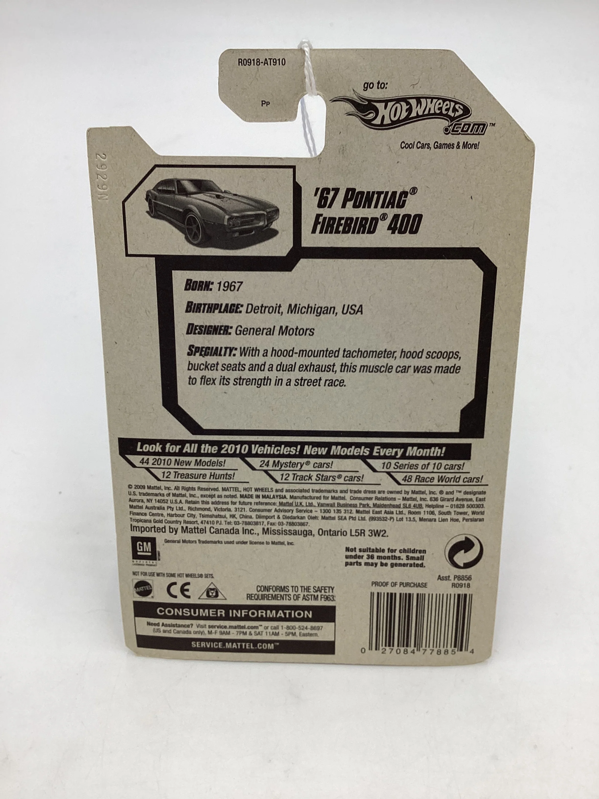 2010 Hot Wheels New Models #3 67 Pontiac Firebird 400 Target Snowflake Card 158B - Image 7