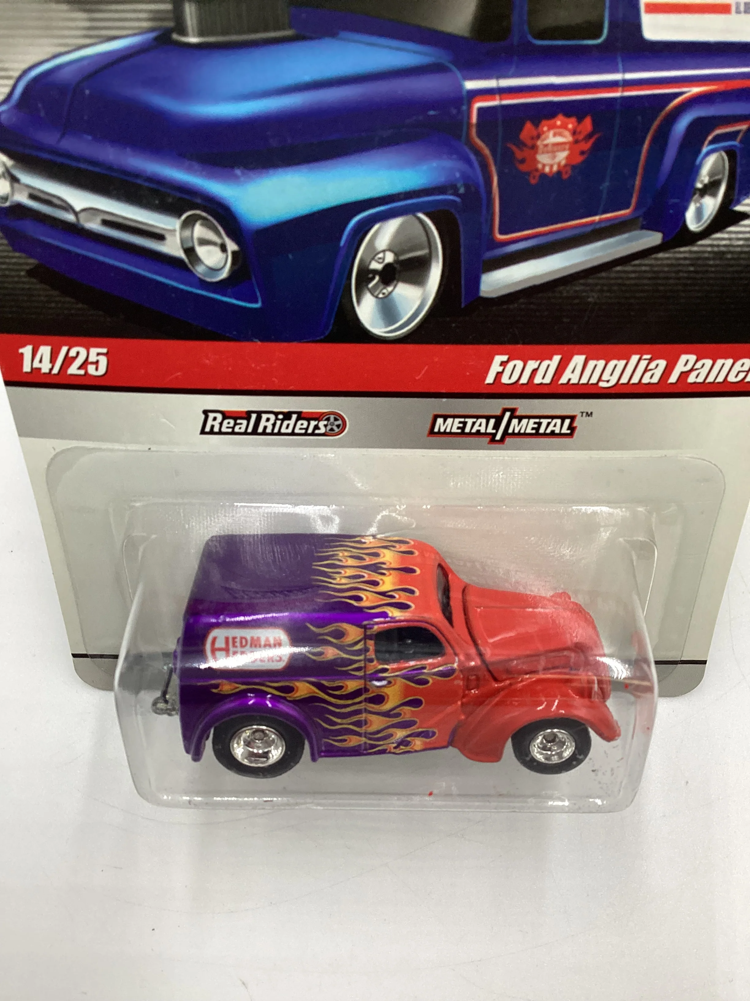 2010 Hot Wheels Premium Delivery Slick Rides #14 Ford Anglia Panel Purple/ Orange 245M - Image 6