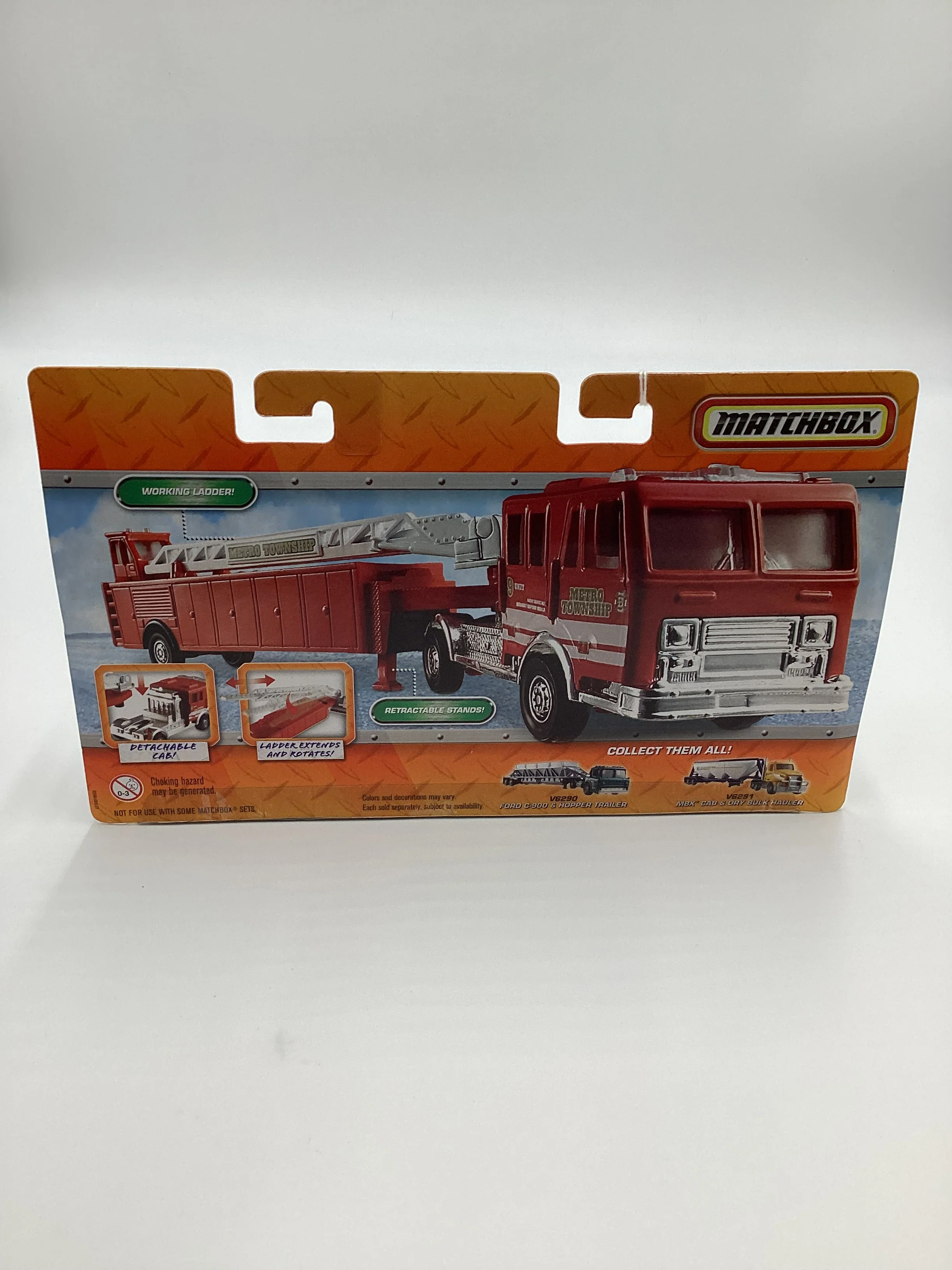 2010 Matchbox Mega Ton Fire Truck Detachable Cab Red - Image 12