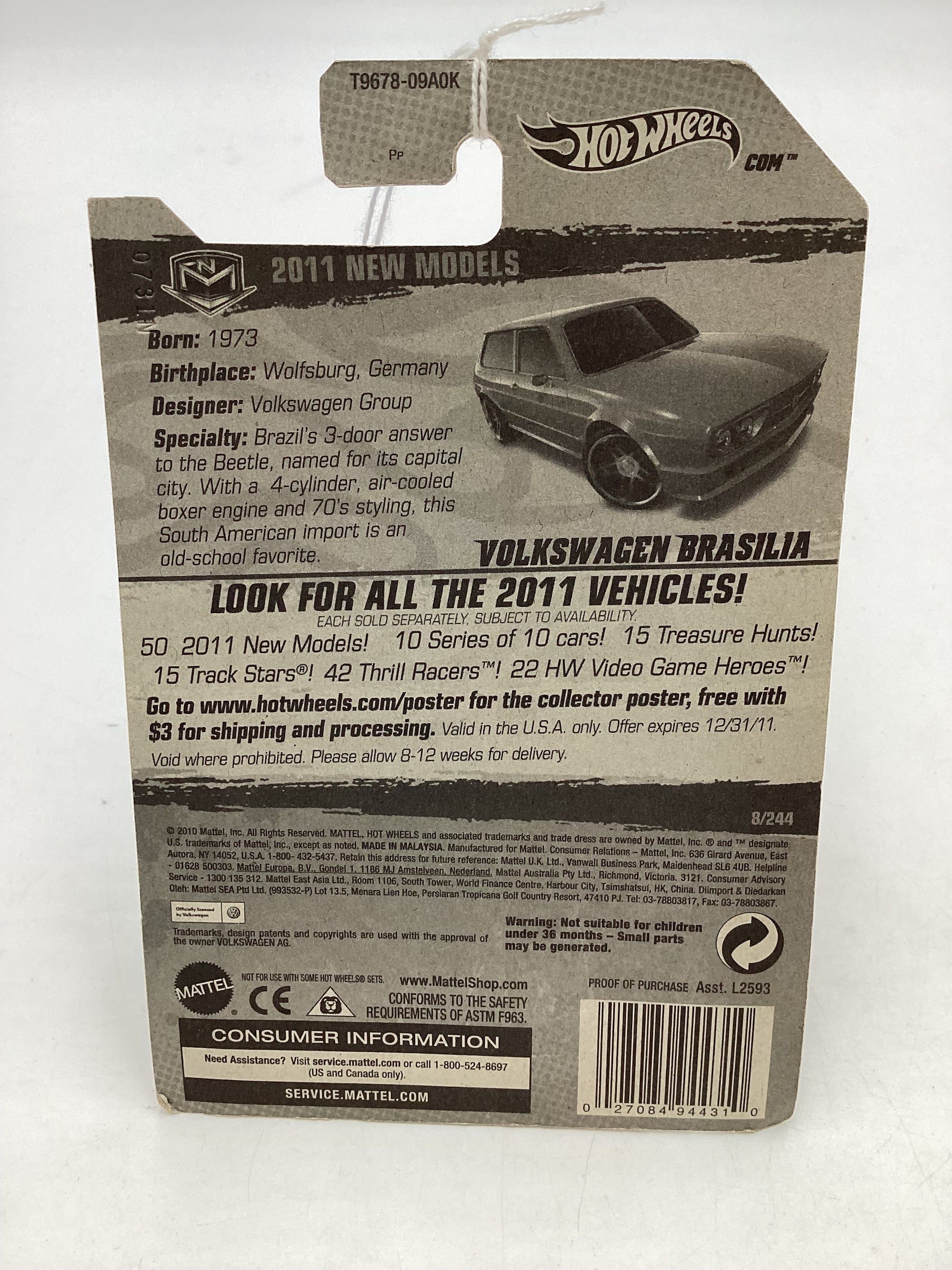 2011 Hot Wheels #008 Blue Volkswagen Brasilia 96A - Image 7