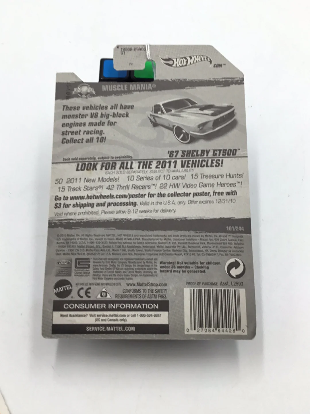 2011 Hot Wheels #101 67 Shelby GT 500 JJ3 - Image 6