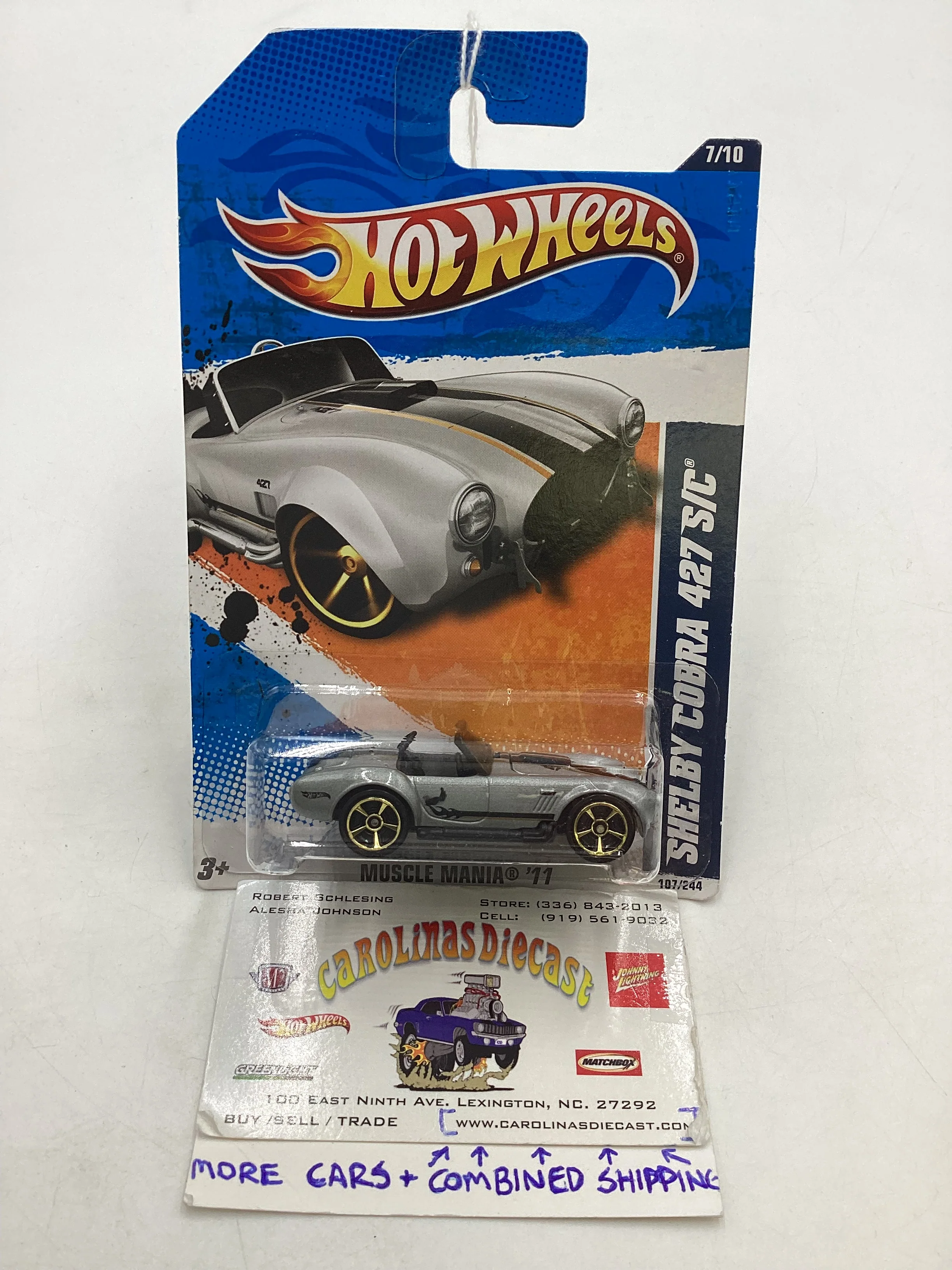 2011 Hot Wheels #107 67 Shelby Cobra 427 S/C Silver 34B