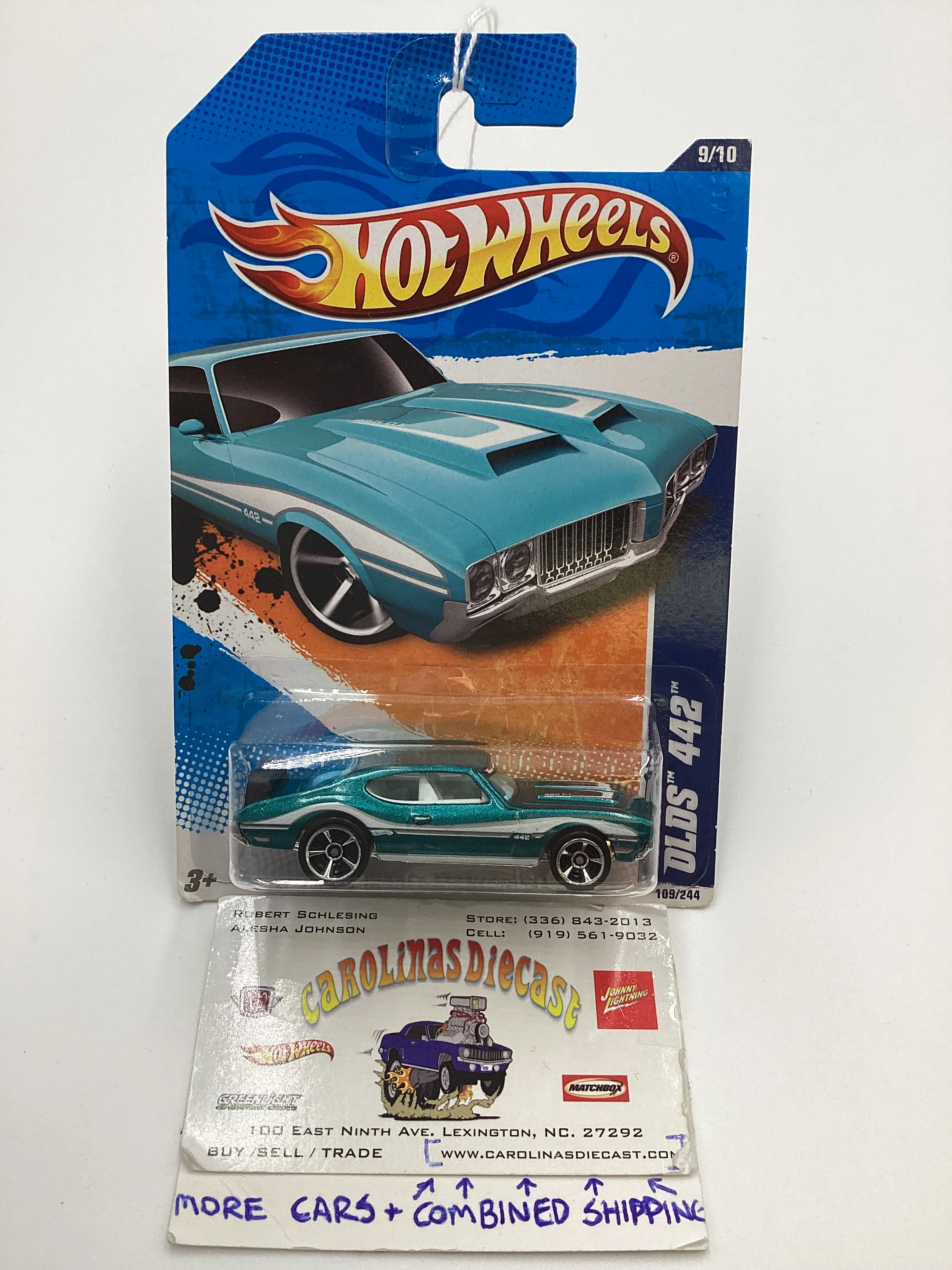 2011 Hot Wheels #109 Olds 442 Teal Walmart Exclusive Banner 235C
