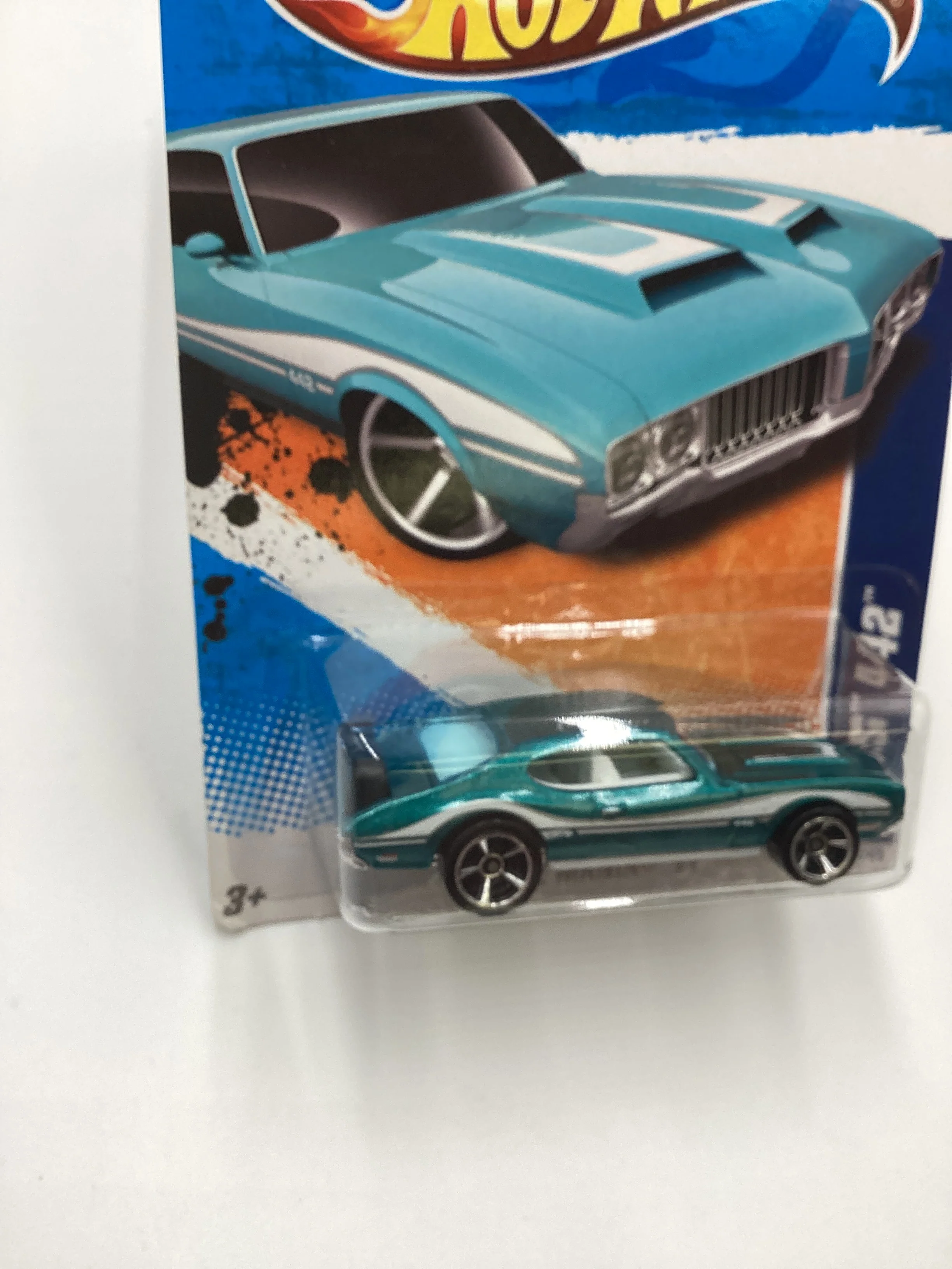 2011 Hot Wheels #109 Olds 442 Teal Walmart Exclusive Banner 235C - Image 5