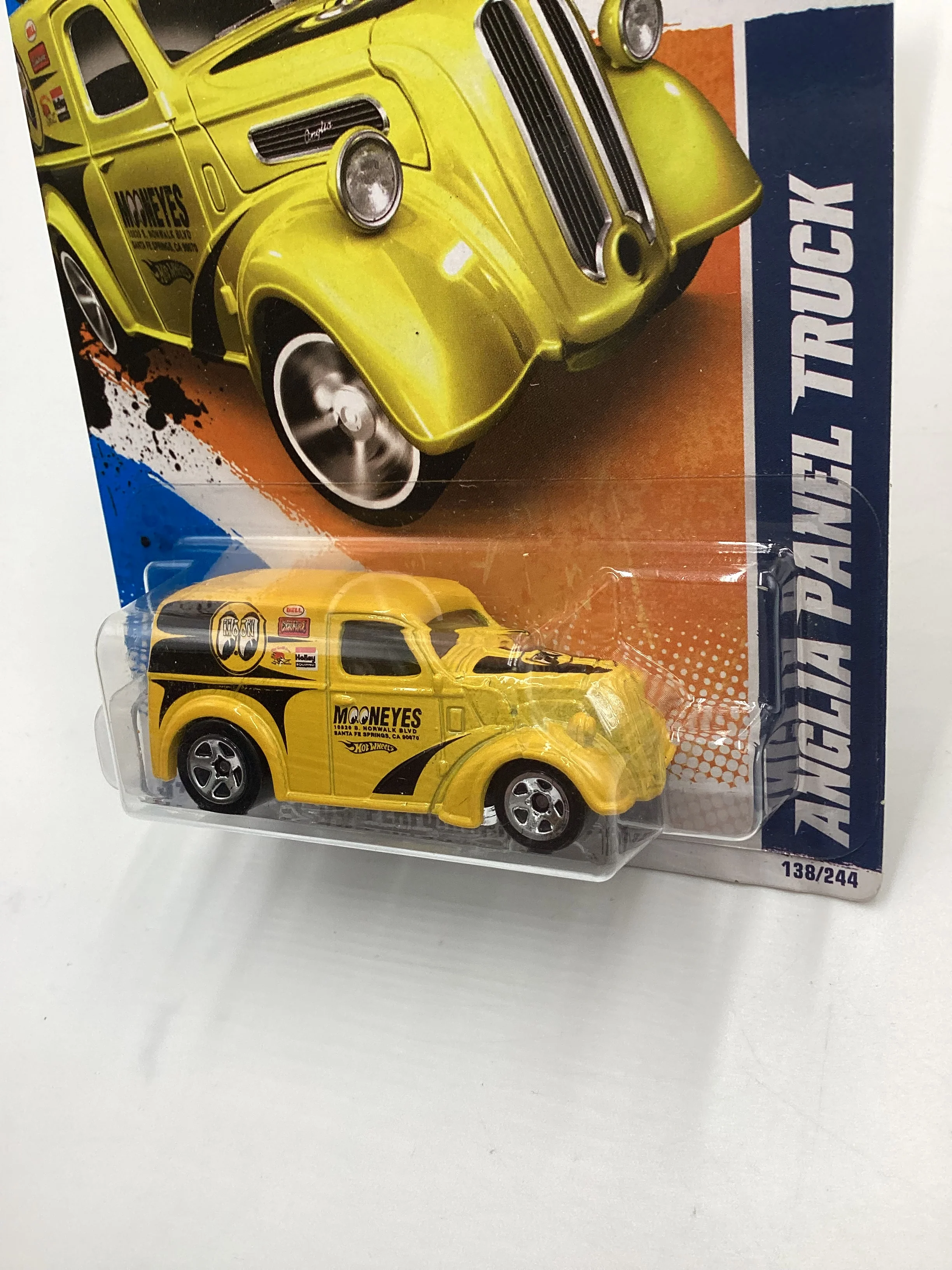 2011 Hot wheels #138 Anglia Panel Truck Yellow Moon Eyes Green Lantern Card (SR) - Image 4