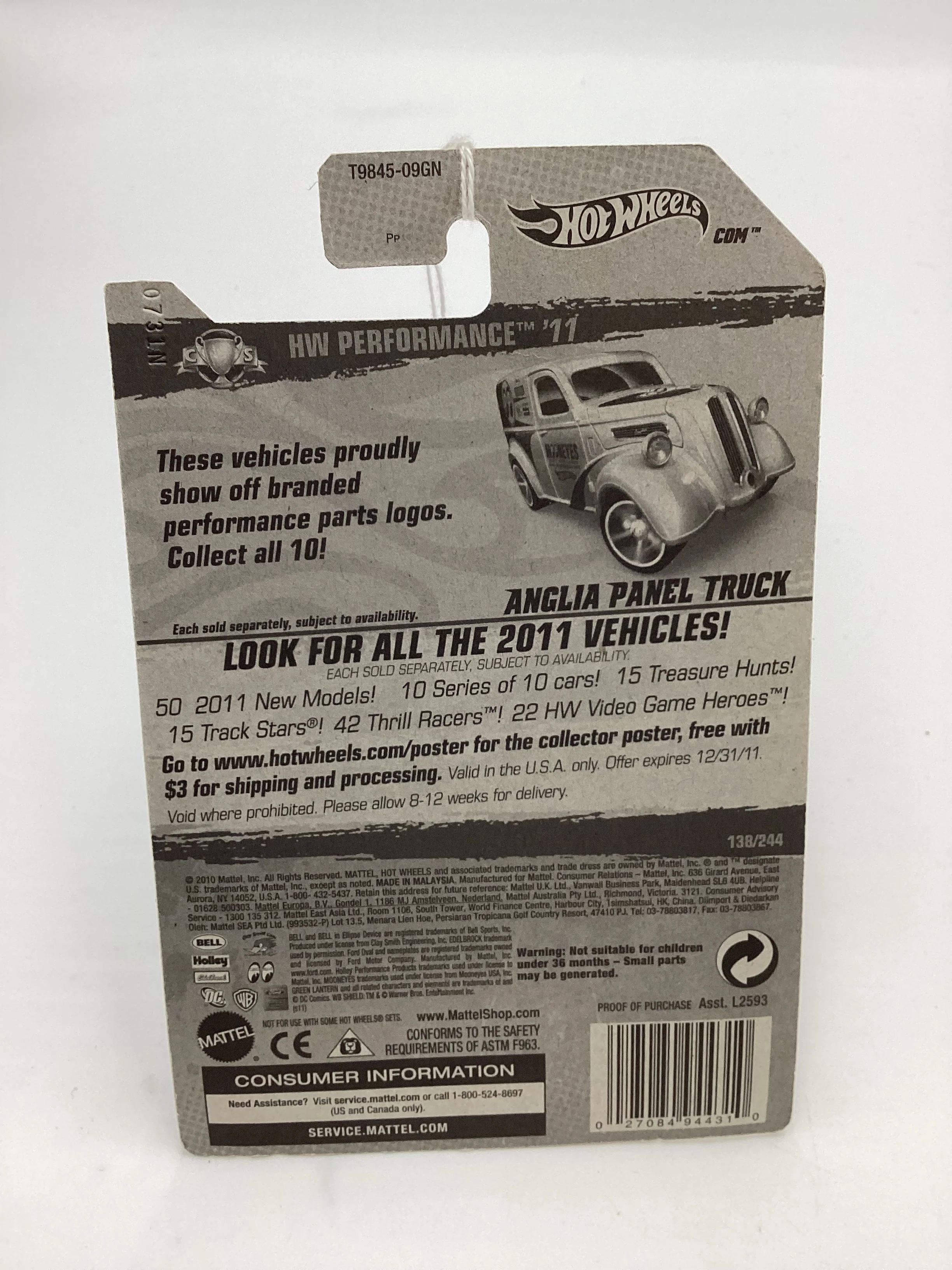 2011 Hot wheels #138 Anglia Panel Truck Yellow Moon Eyes Green Lantern Card (SR) - Image 7