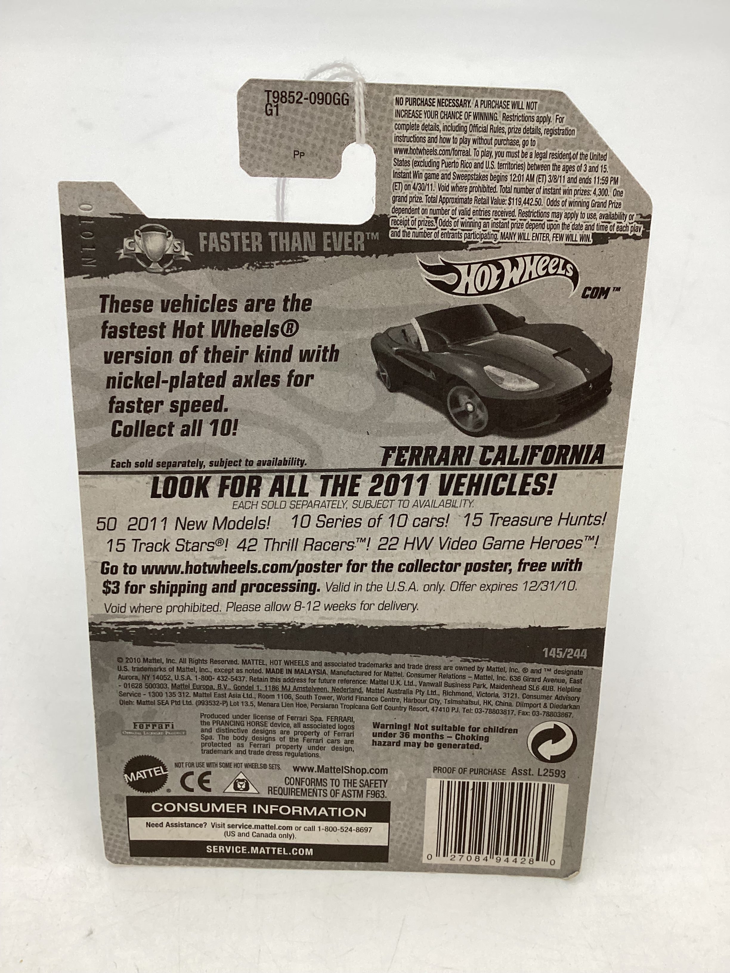 2011 Hot wheels #145 Ferrari California Black Faster than Ever SR - Image 7
