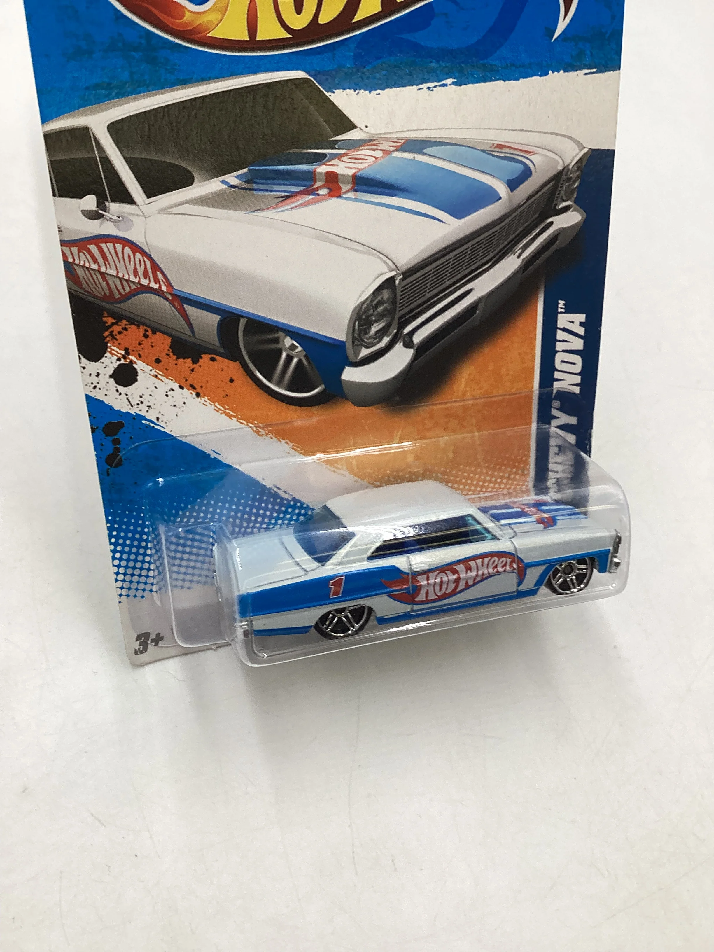 2011 Hot Wheels #154 66 Chevy Nova White - Image 5