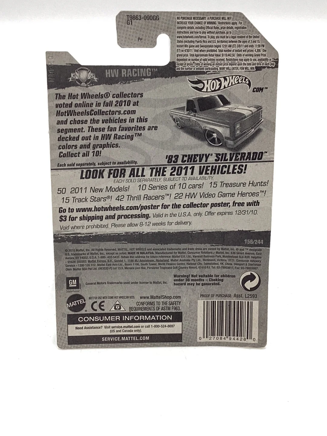 2011 Hot Wheels #156 83 Chevy Silverado - Image 6