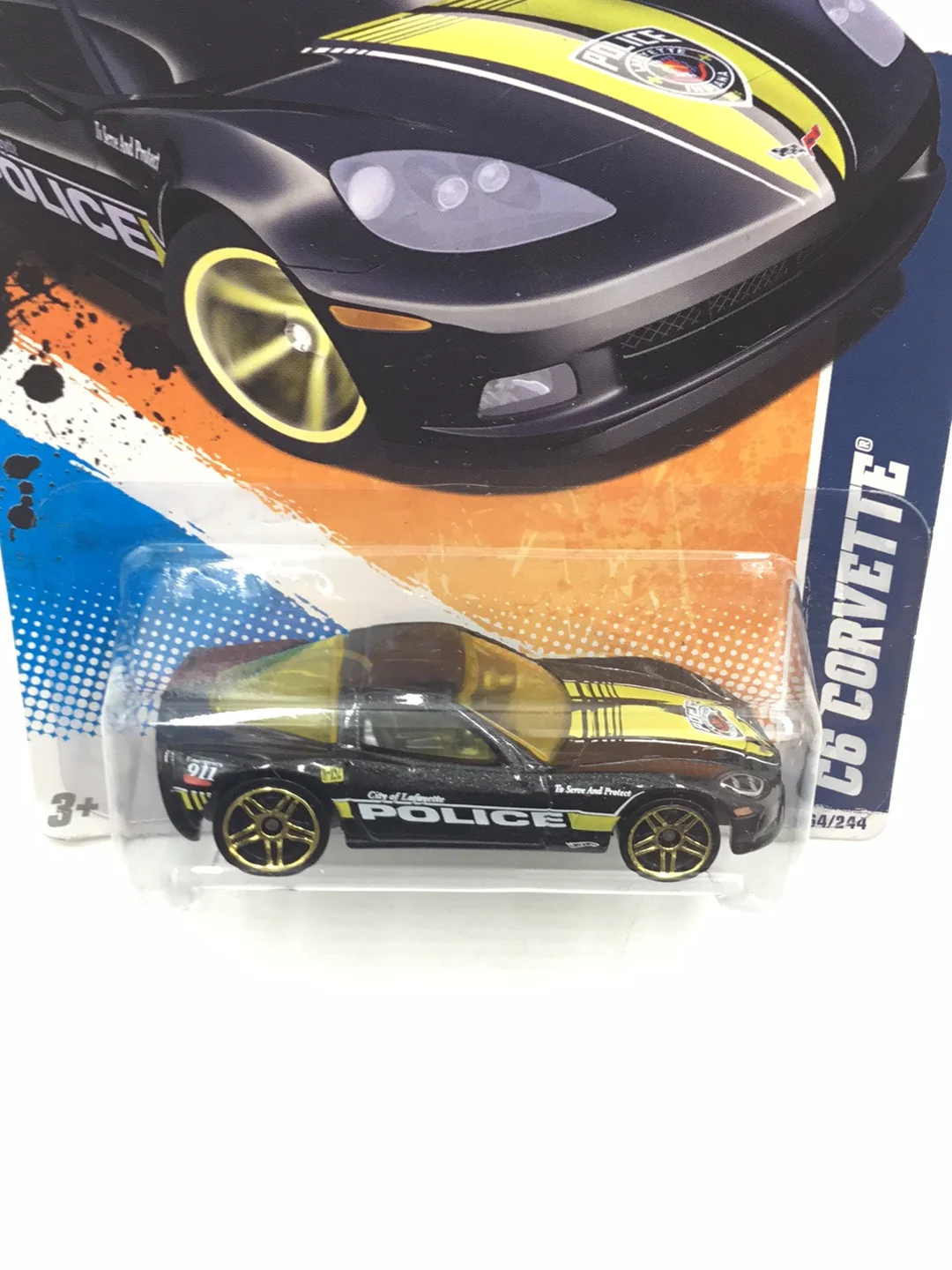 2011 Hot Wheels #164 C6 Corvette city of Lafayette GG4 - Image 5