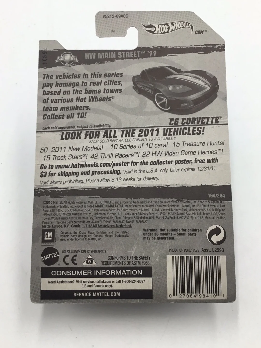 2011 Hot Wheels #164 C6 Corvette (Blue) FF4 - Image 6
