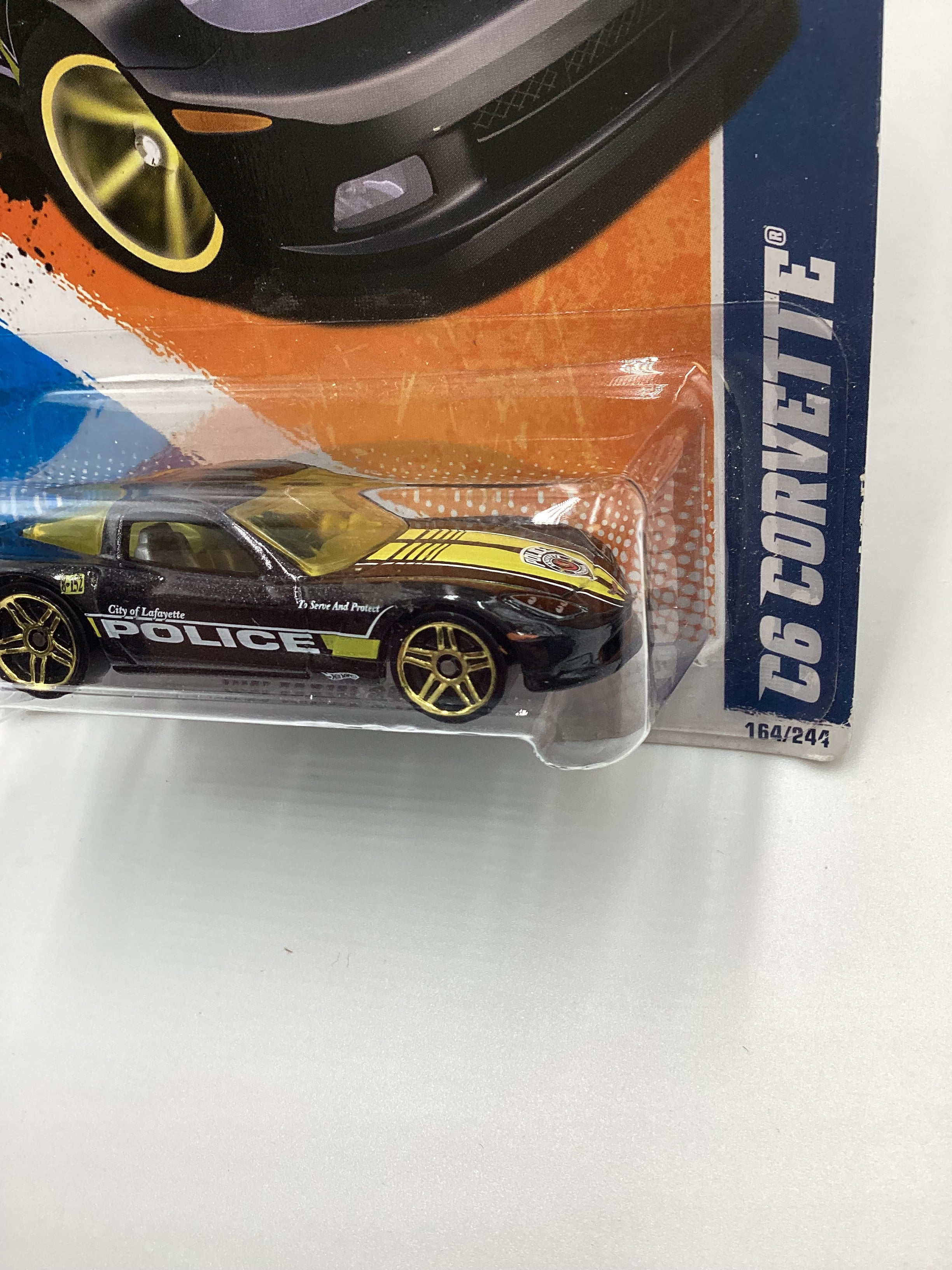 2011 Hot Wheels #164 C6 Corvette Police Black 14E - Image 4