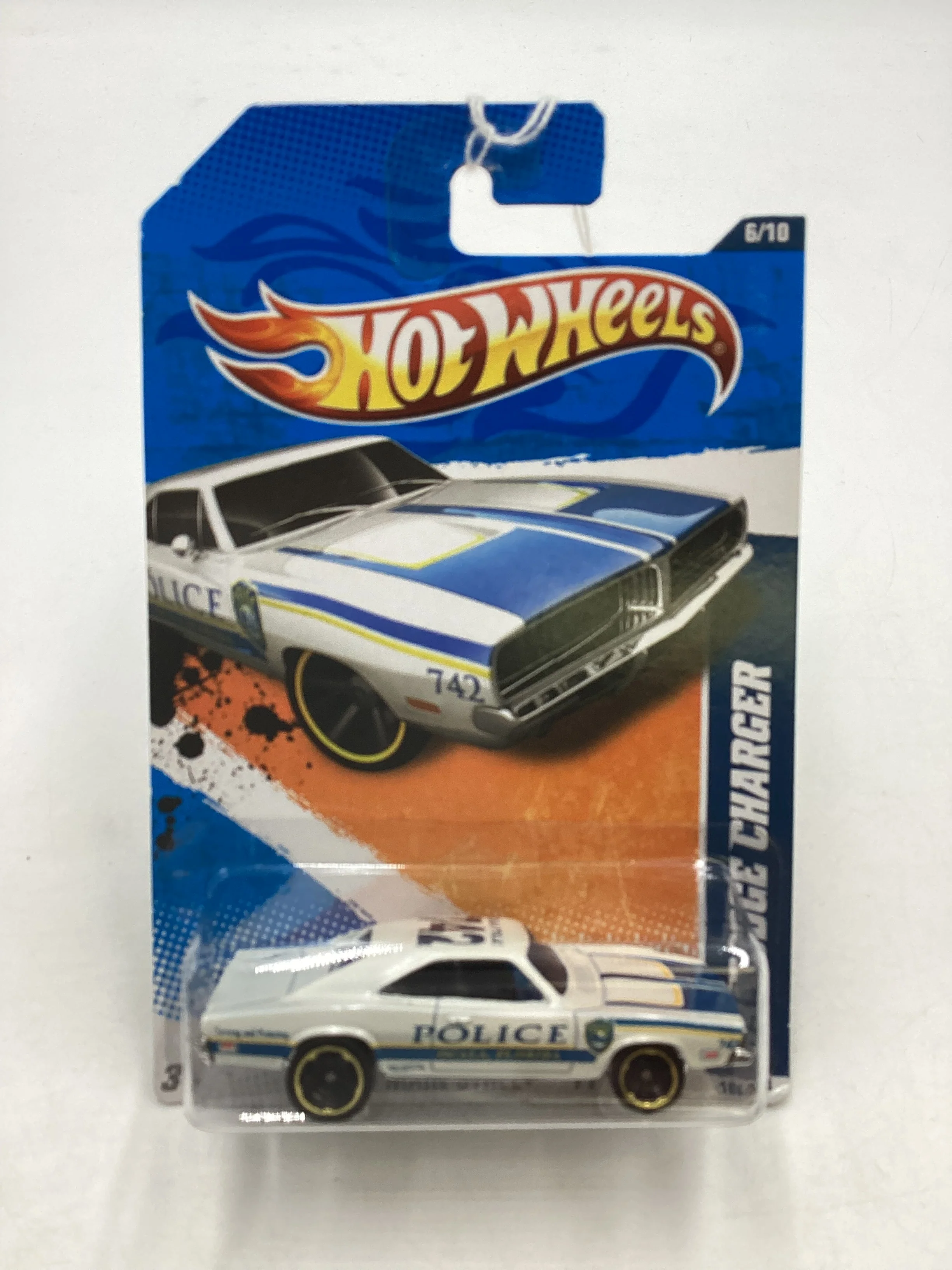 2011 Hot Wheels #166 69 Dodge Charger Police White 41B - Image 2