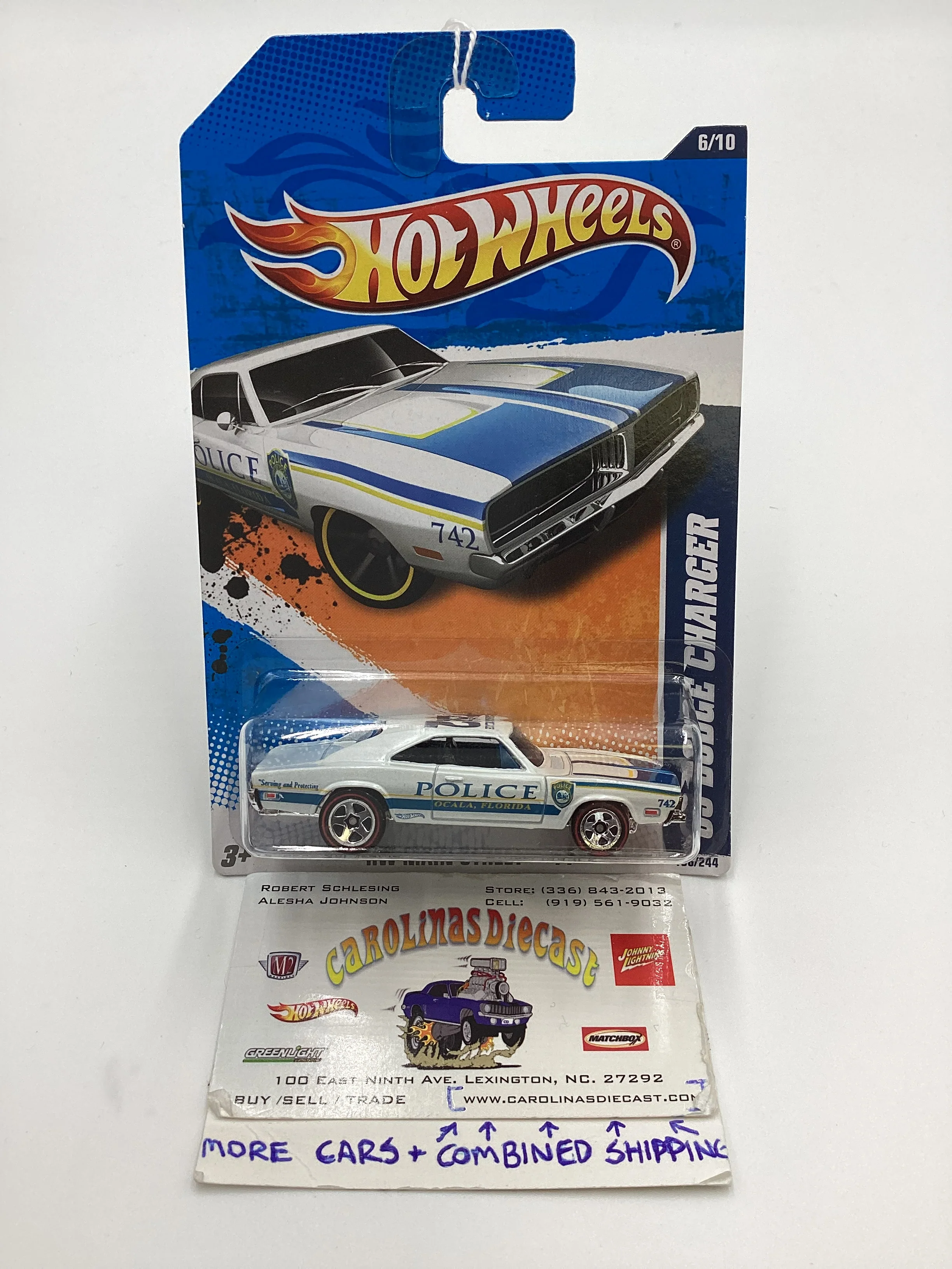 2011 Hot Wheels #166 69 Dodge Charger Police White Walmart Exclusive 235B