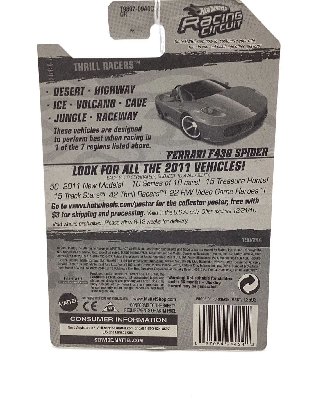 2011 Hot wheels #190 Ferrari F430 Spider - Image 7
