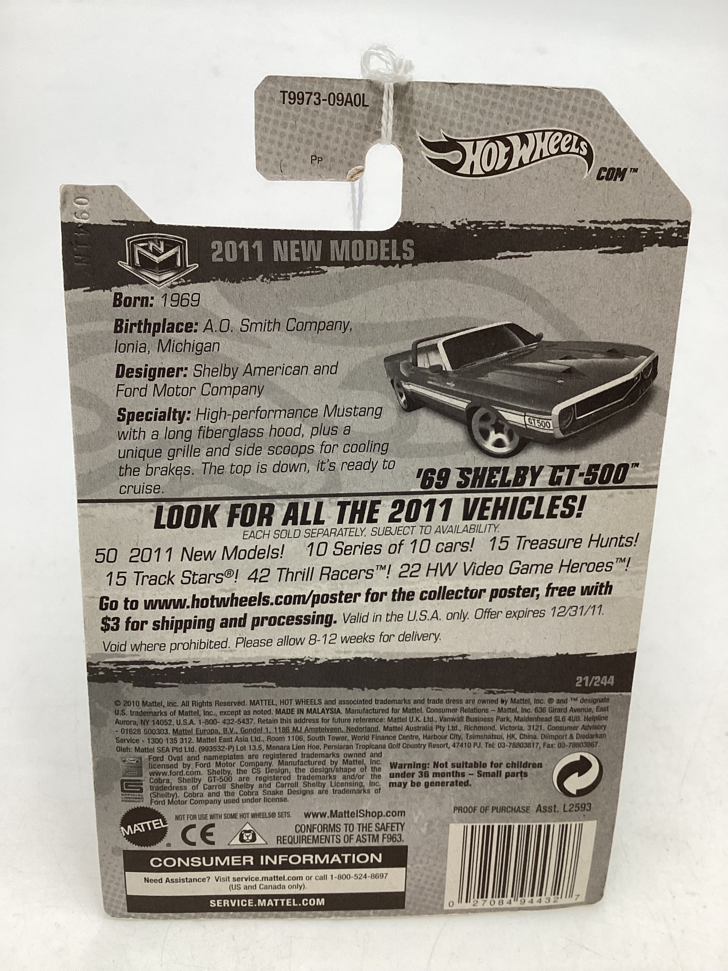 2011 Hot Wheels #21 69 Shelby GT-500 Blue 23H - Image 7
