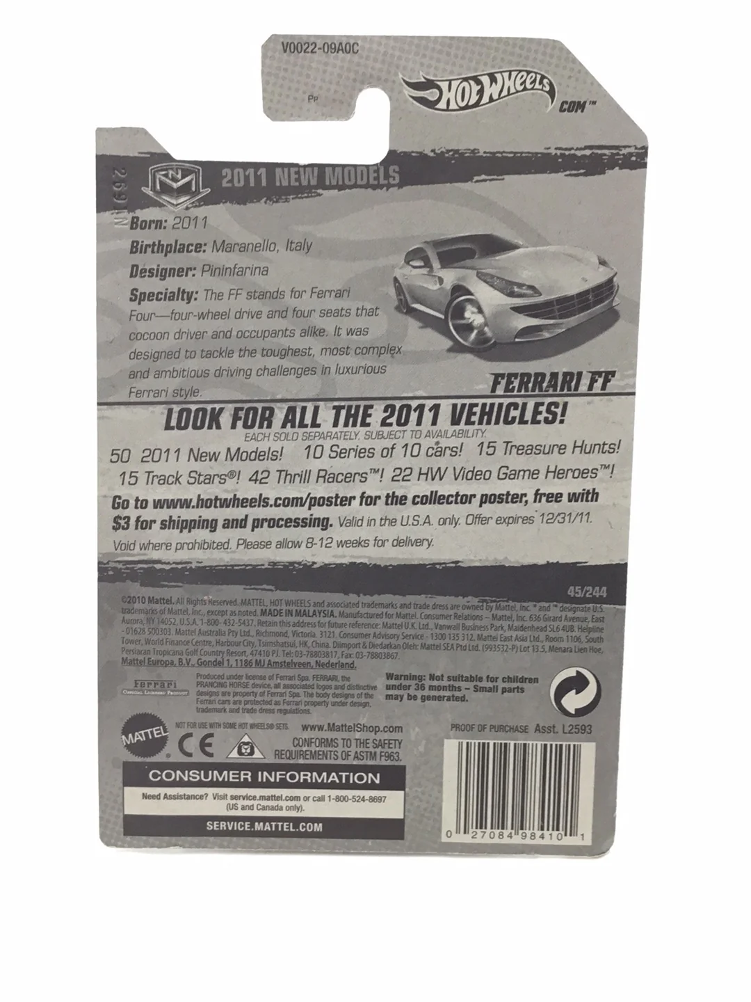2011 Hot wheels #45 Ferrari FF - Image 6