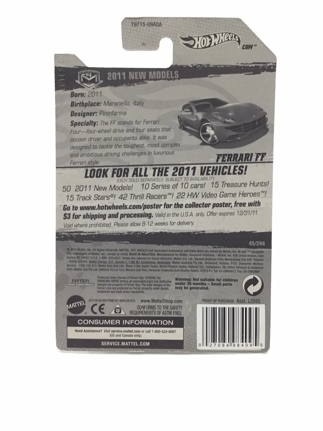 2011 Hot wheels #45 Ferrari FF Red - Image 6