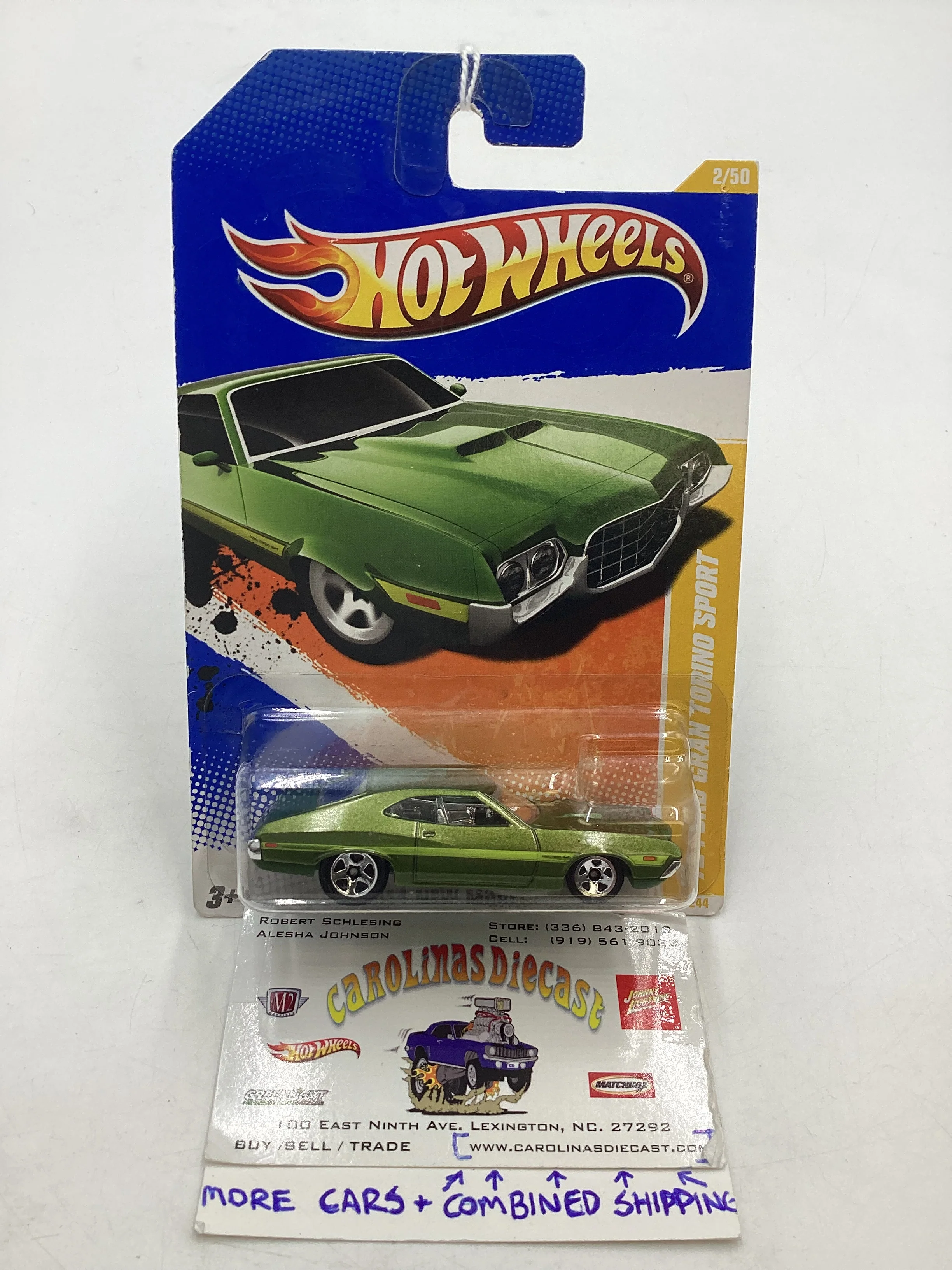 2011 Hot wheels #2 72 Ford Gran Torino Sport Green 35A
