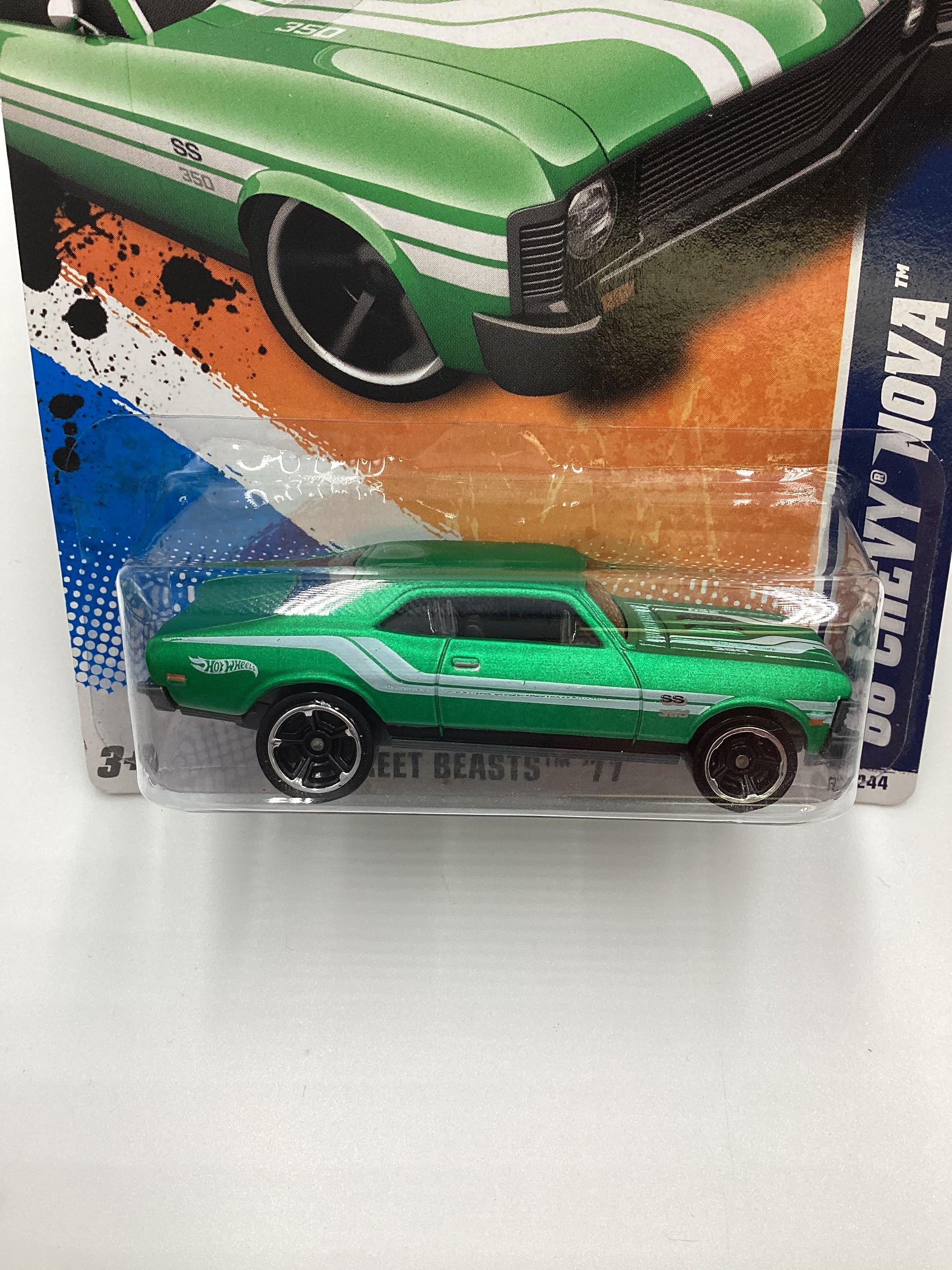 2011 Hot Wheels #82 68 Chevy Nova Green - Image 3