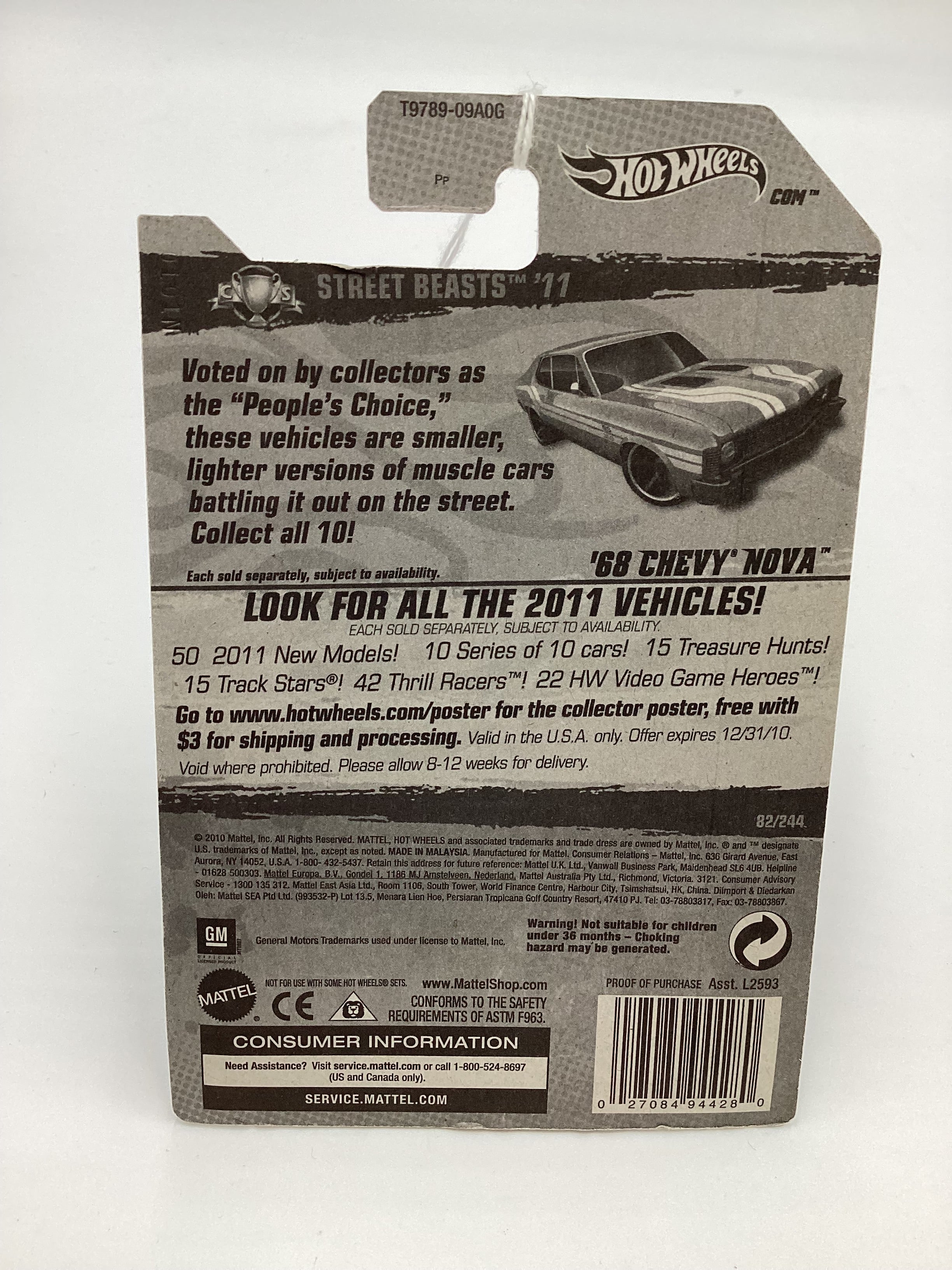 2011 Hot Wheels #82 68 Chevy Nova Green - Image 7