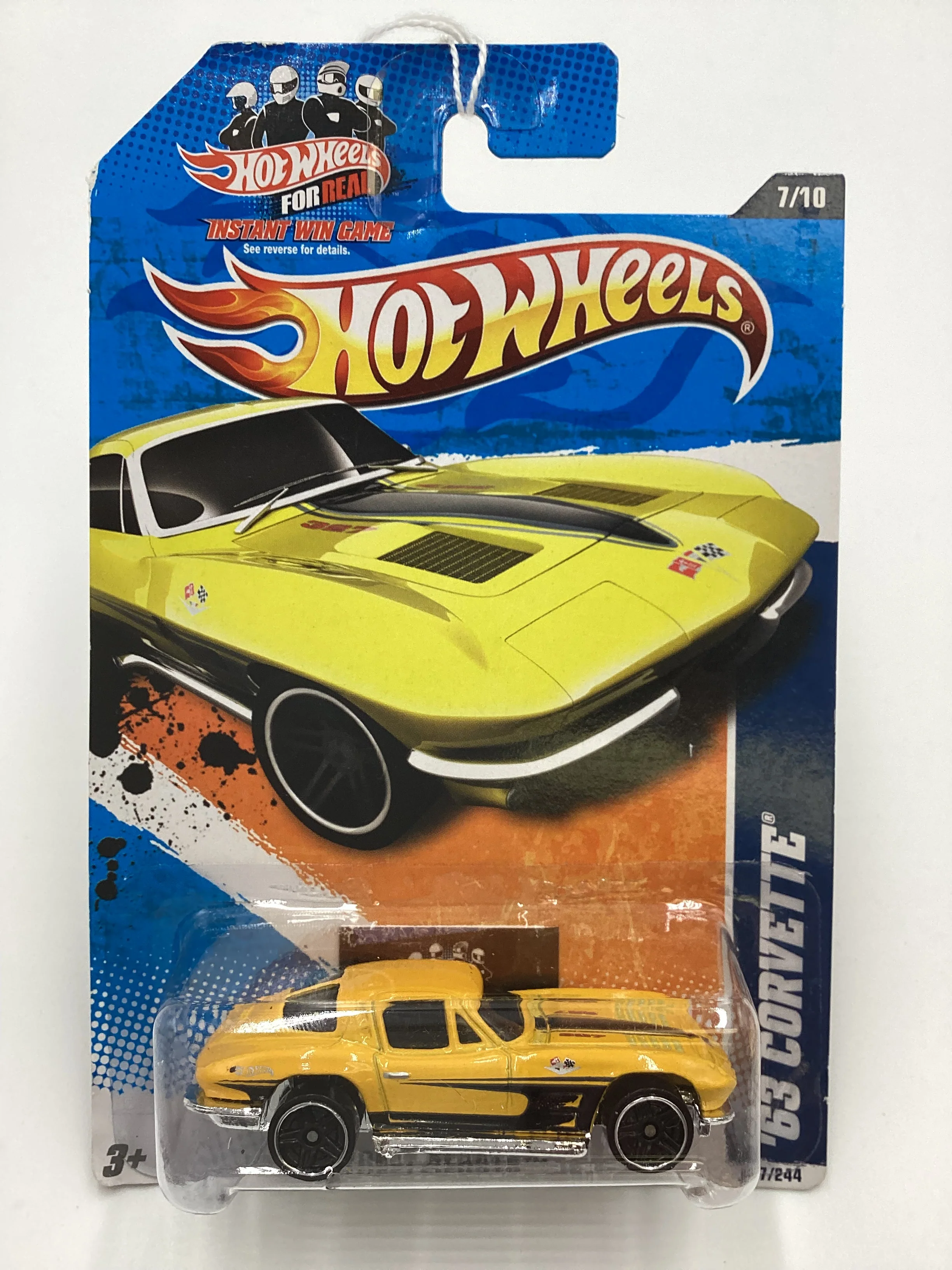 2011 Hot Wheels #87 63 Corvette Yellow 8D - Image 2
