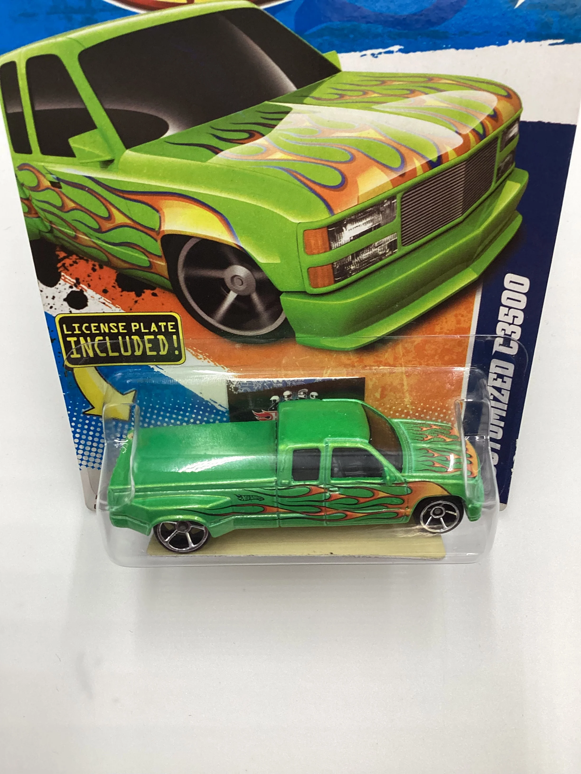 2011 Hot Wheels #92 Customized C3500 Green License Plate Card 14A - Image 6