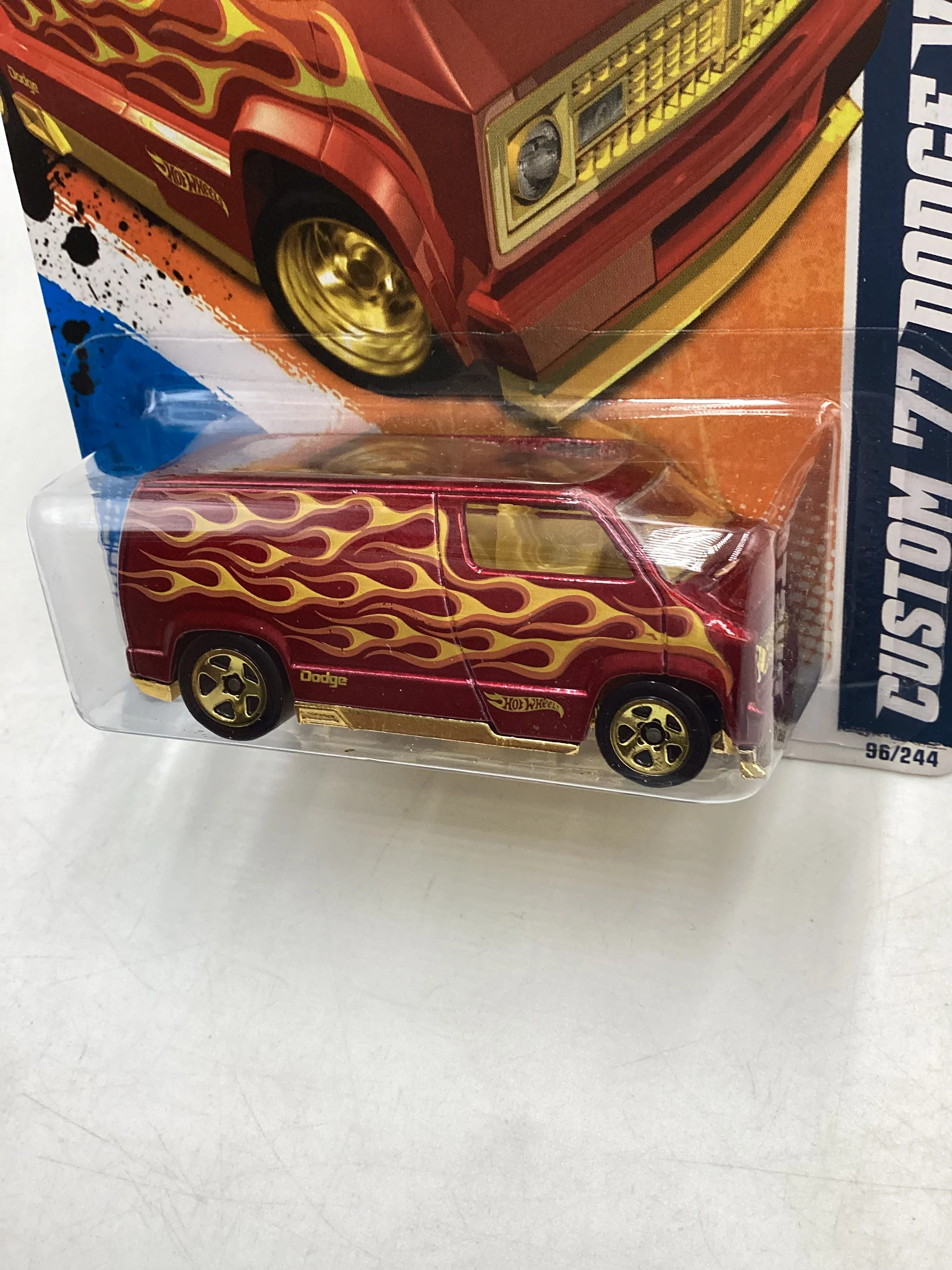 2011 Hot Wheels #96 Custom 77 Dodge Van Red - Image 4