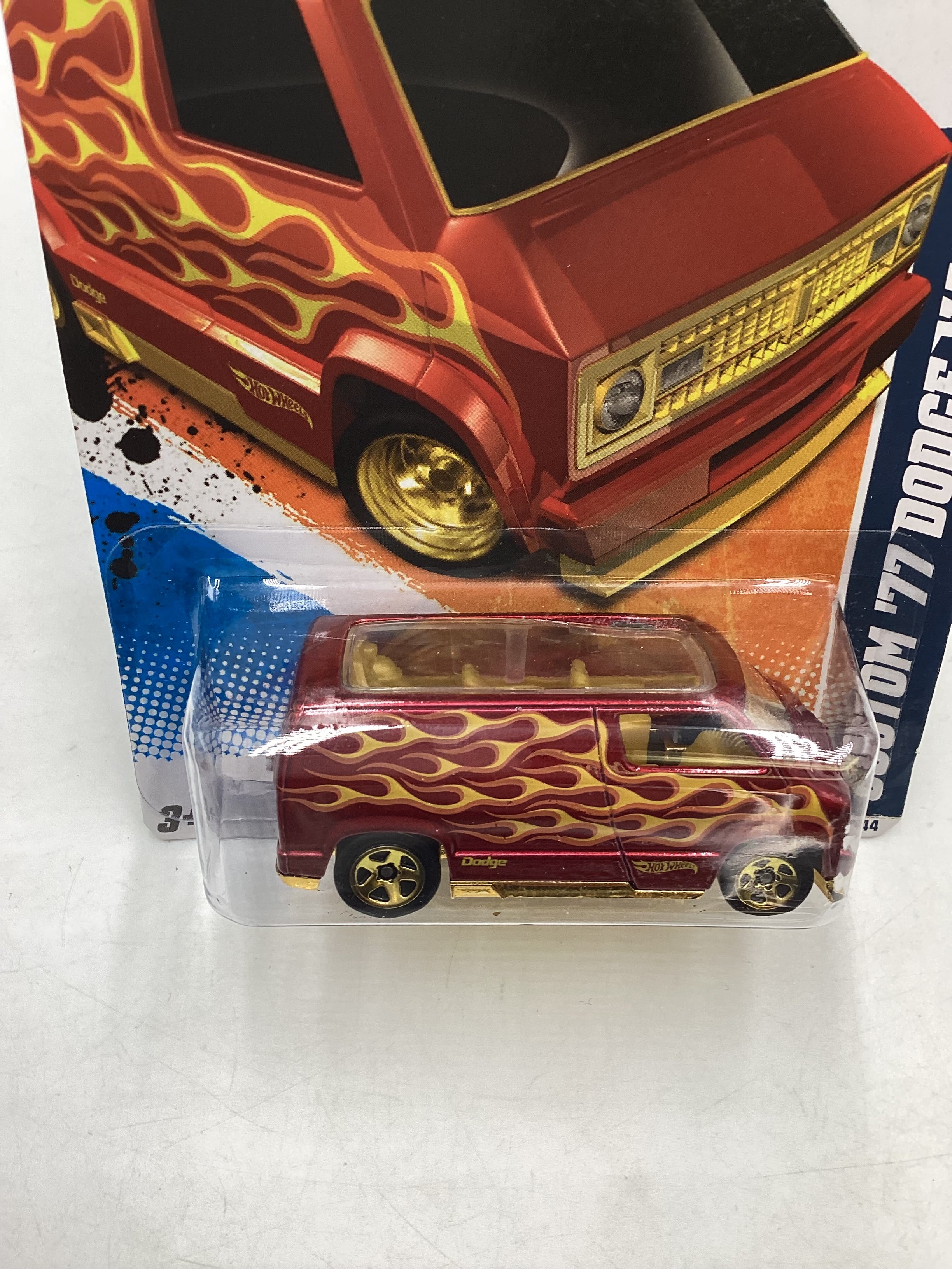 2011 Hot Wheels #96 Custom 77 Dodge Van Red - Image 6
