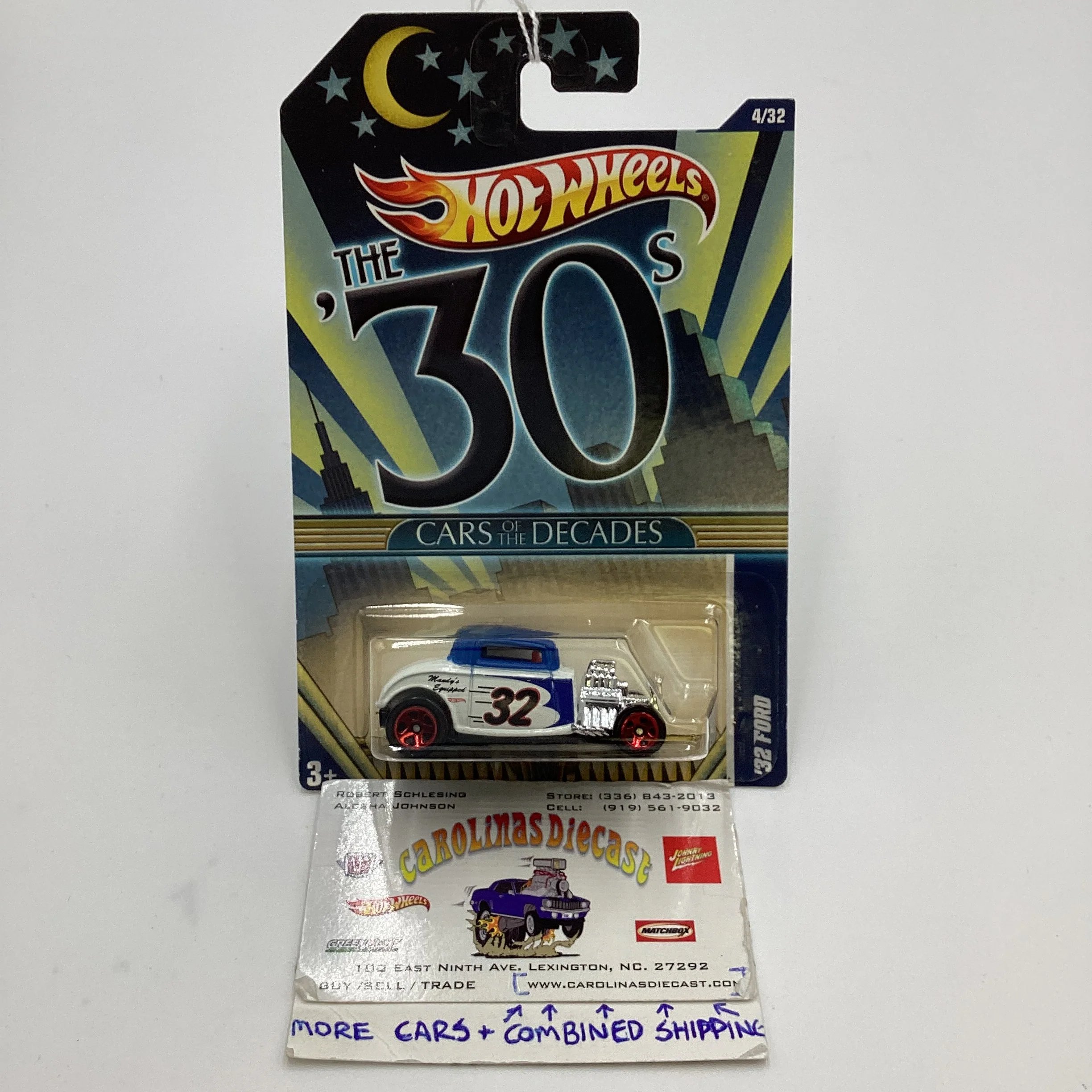 2011 Hot Wheels Cars of the Decades The 30s #4 32 Ford White/ Blue