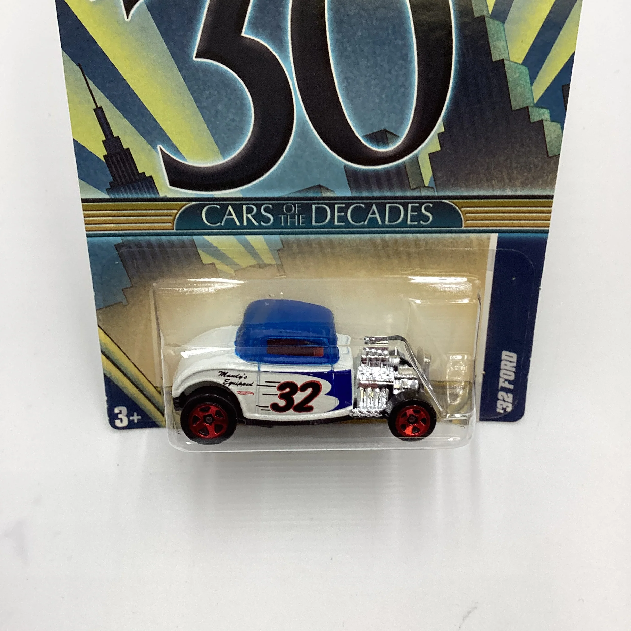 2011 Hot Wheels Cars of the Decades The 30s #4 32 Ford White/ Blue - Image 6