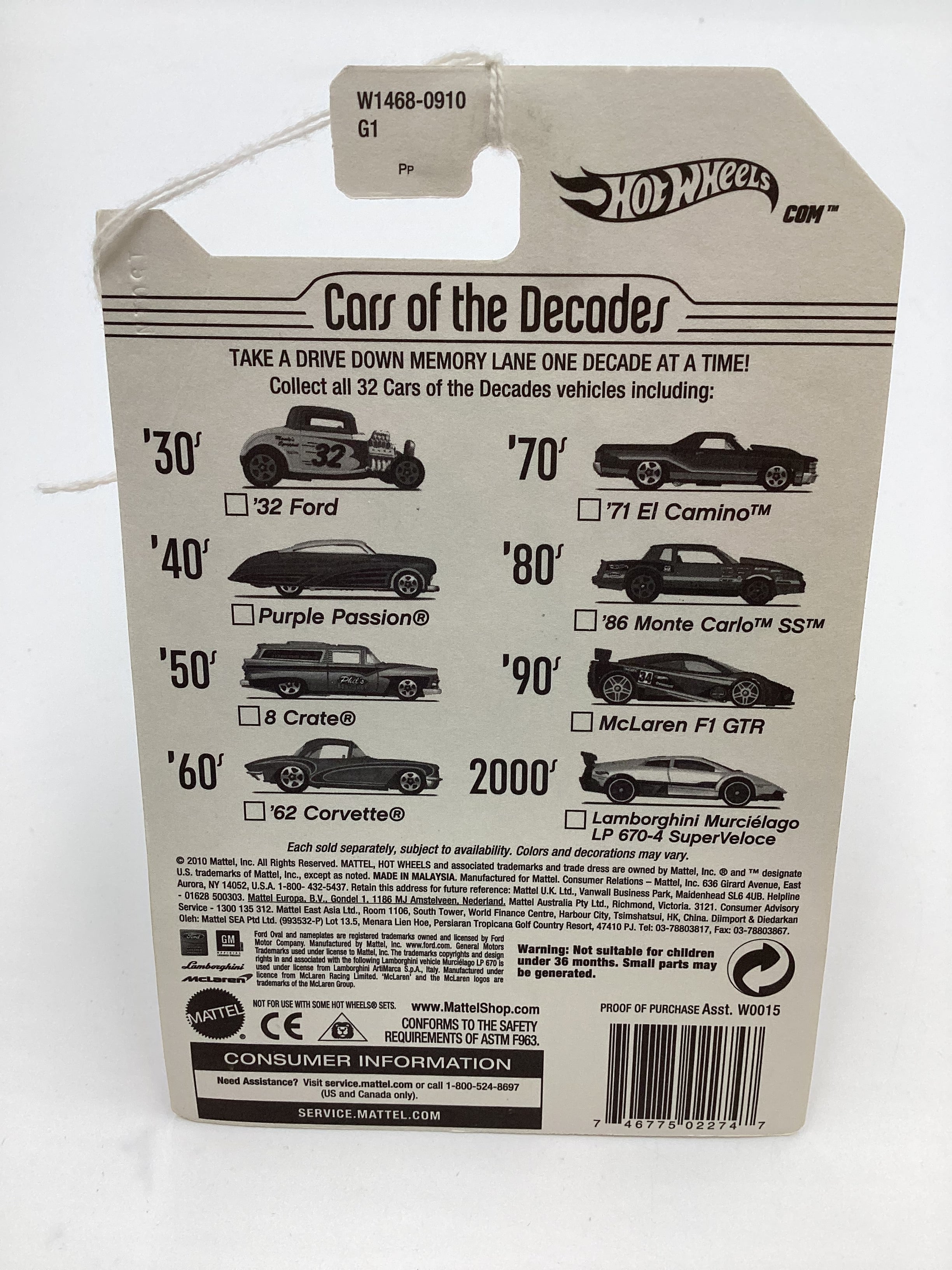 2011 Hot Wheels Cars of the Decades The 70s #20 71 EL Camino Blue - Image 7