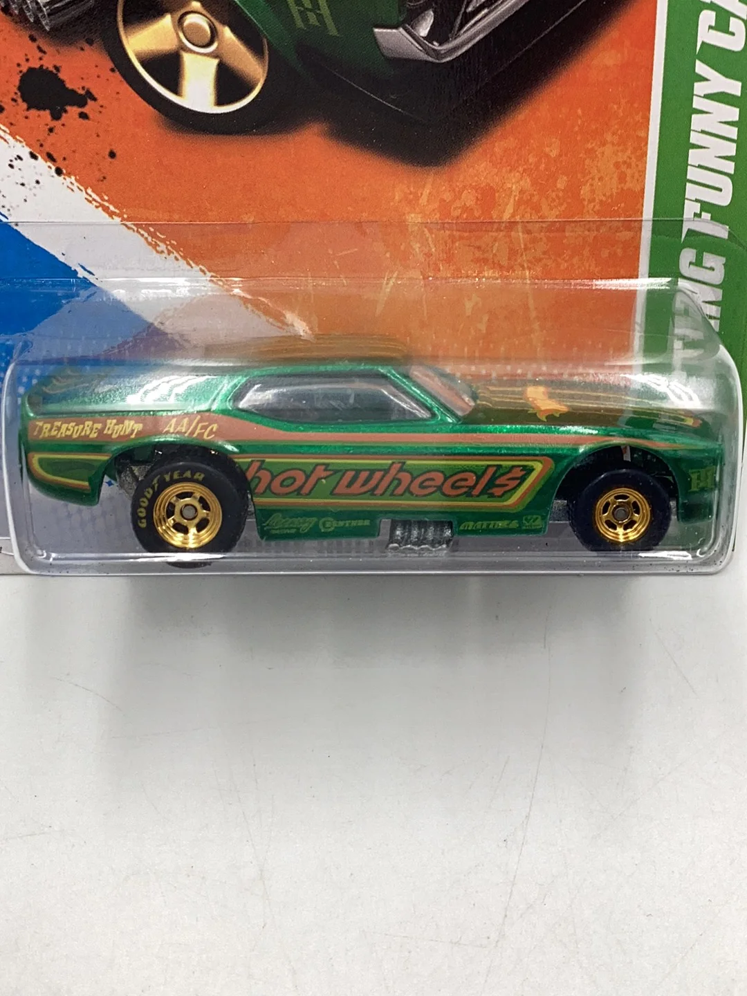 2011 hot wheels super treasure hunt #60 71 Mustang Funny Car W/ Protector - Image 2