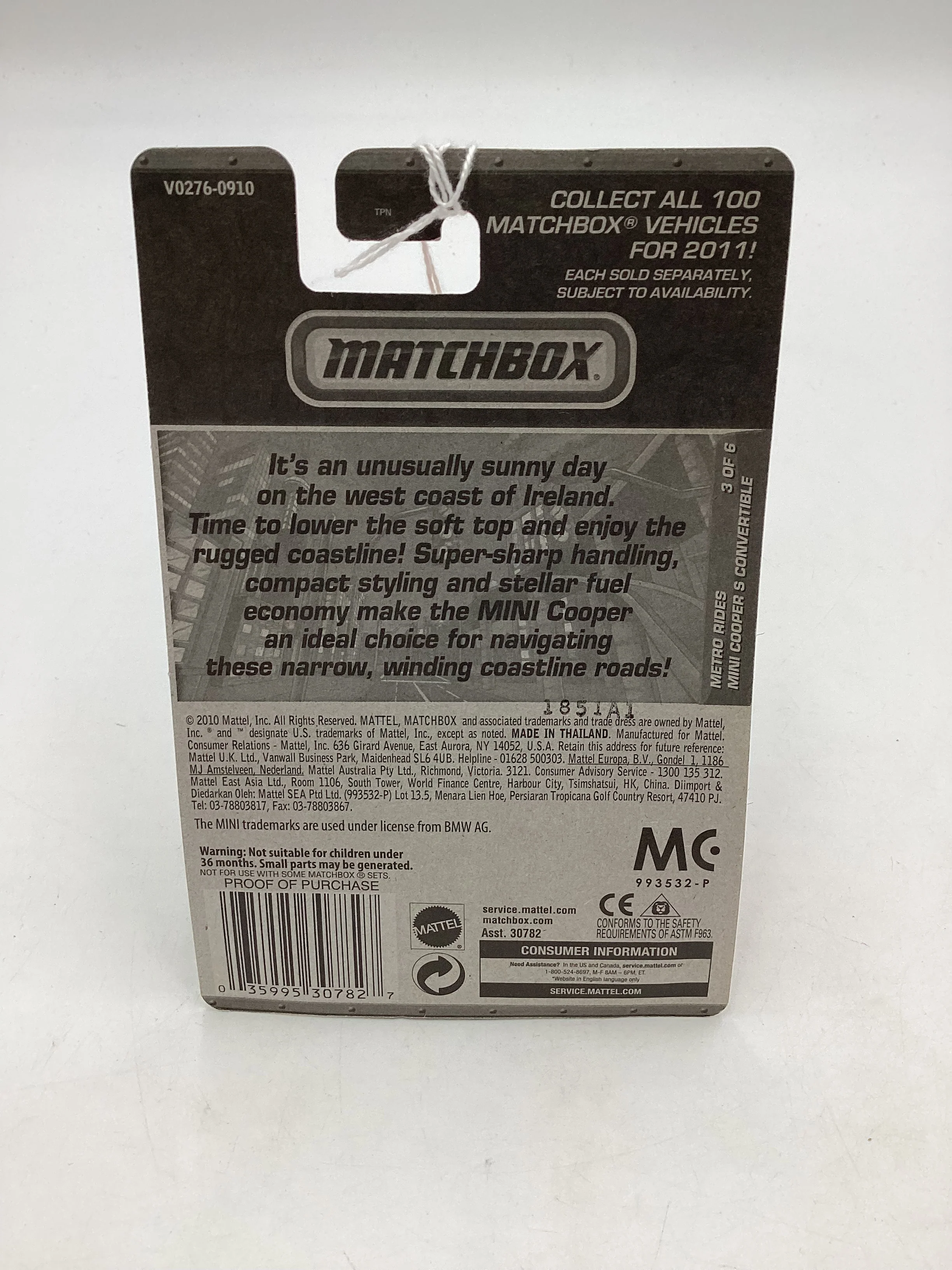 2011 Matchbox #28 Retro Rides Mini Cooper Convertible Yellow 64C - Image 7