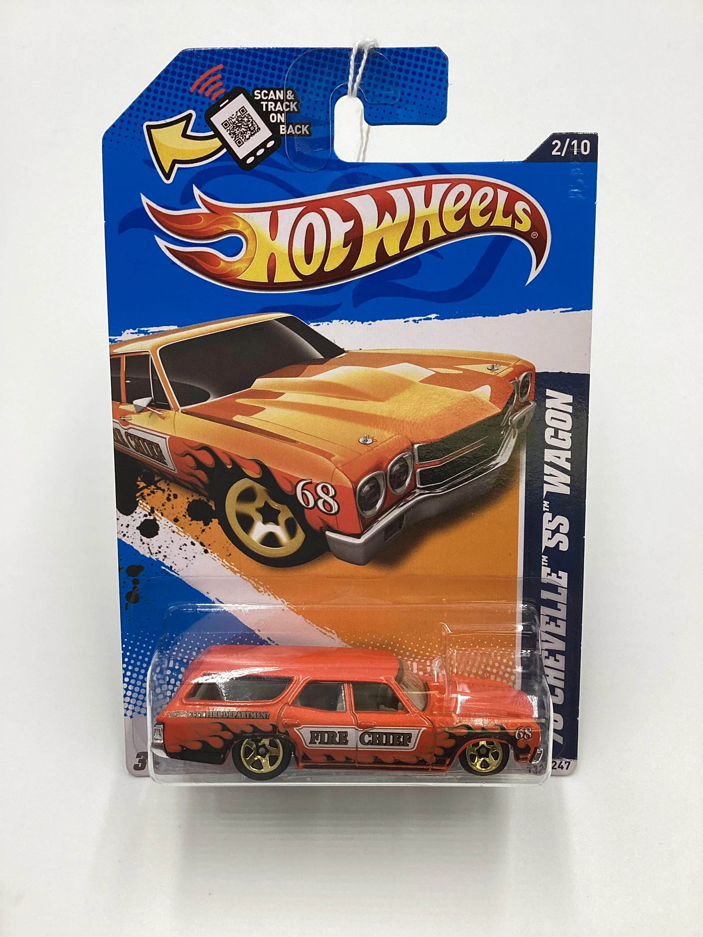 2012 Hot Wheels #132 70 Chevelle SS Wagon Orange - Image 2