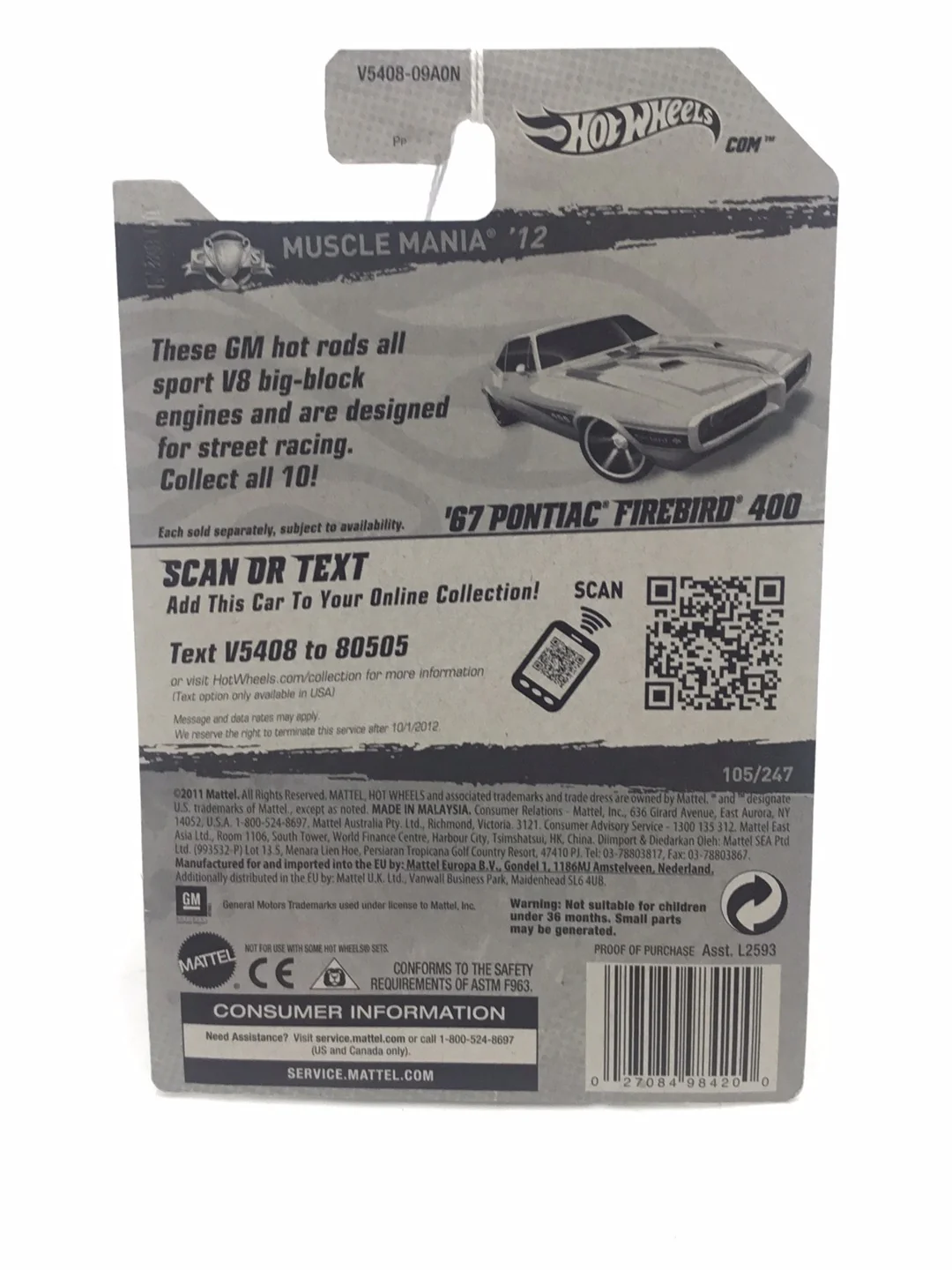 2012 hot wheels #105 67 Pontiac Firebird 400 Walmart exclusive GG4 - Image 5