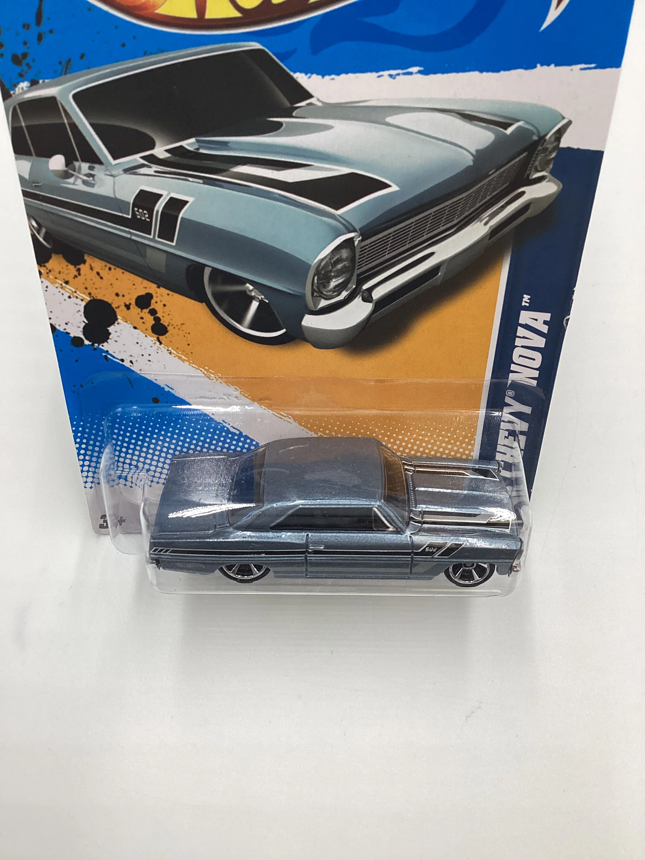 2012 Hot Wheels Muscle Mania GM #106 66 Chevy Nova Light Blue 5F - Image 6