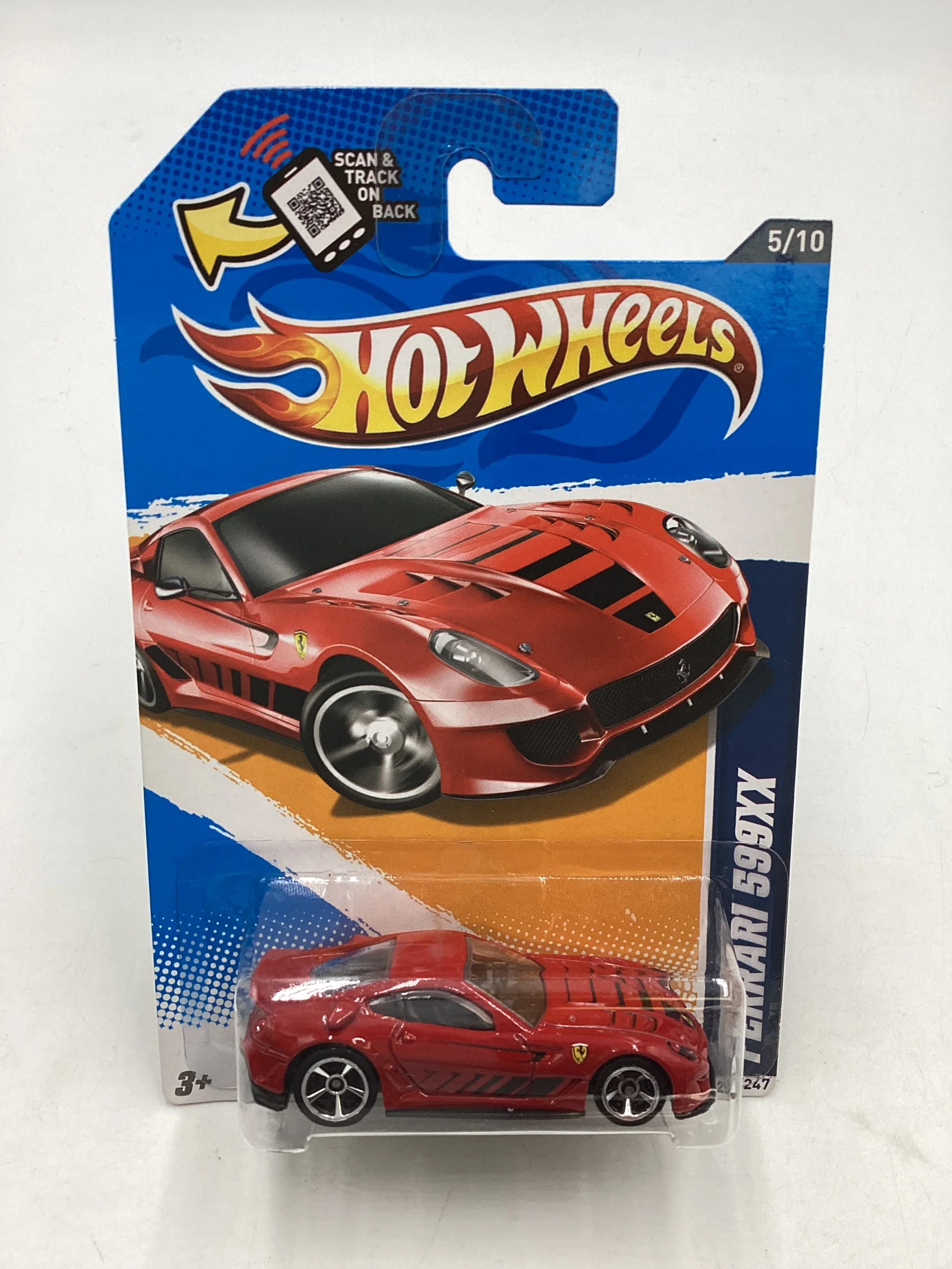 2012 Hot wheels #125 Red Ferrari 599XX with protector - Image 2