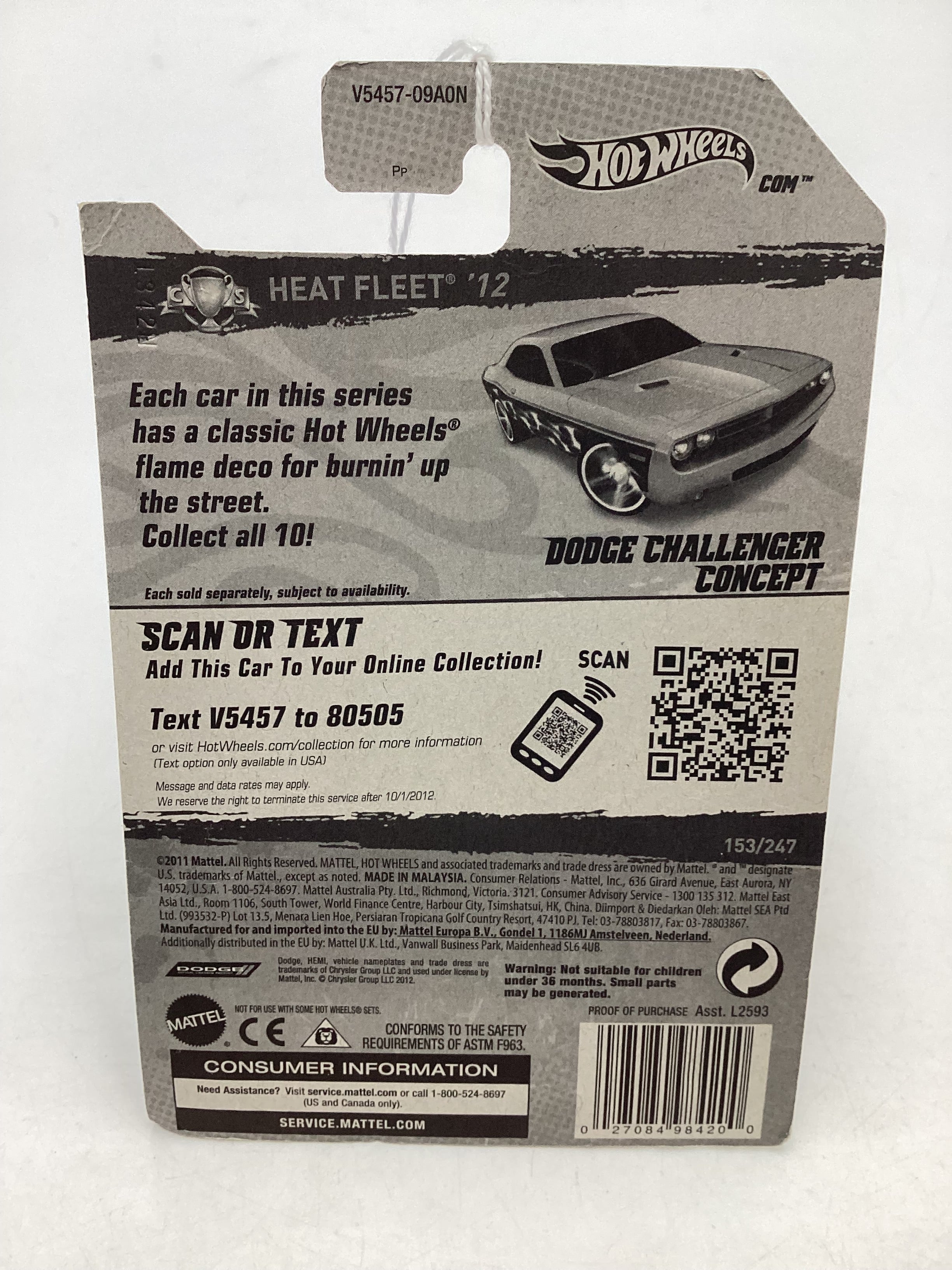 2012 Hot Wheels #153 Dodge Challenger Concept Green 58E - Image 7